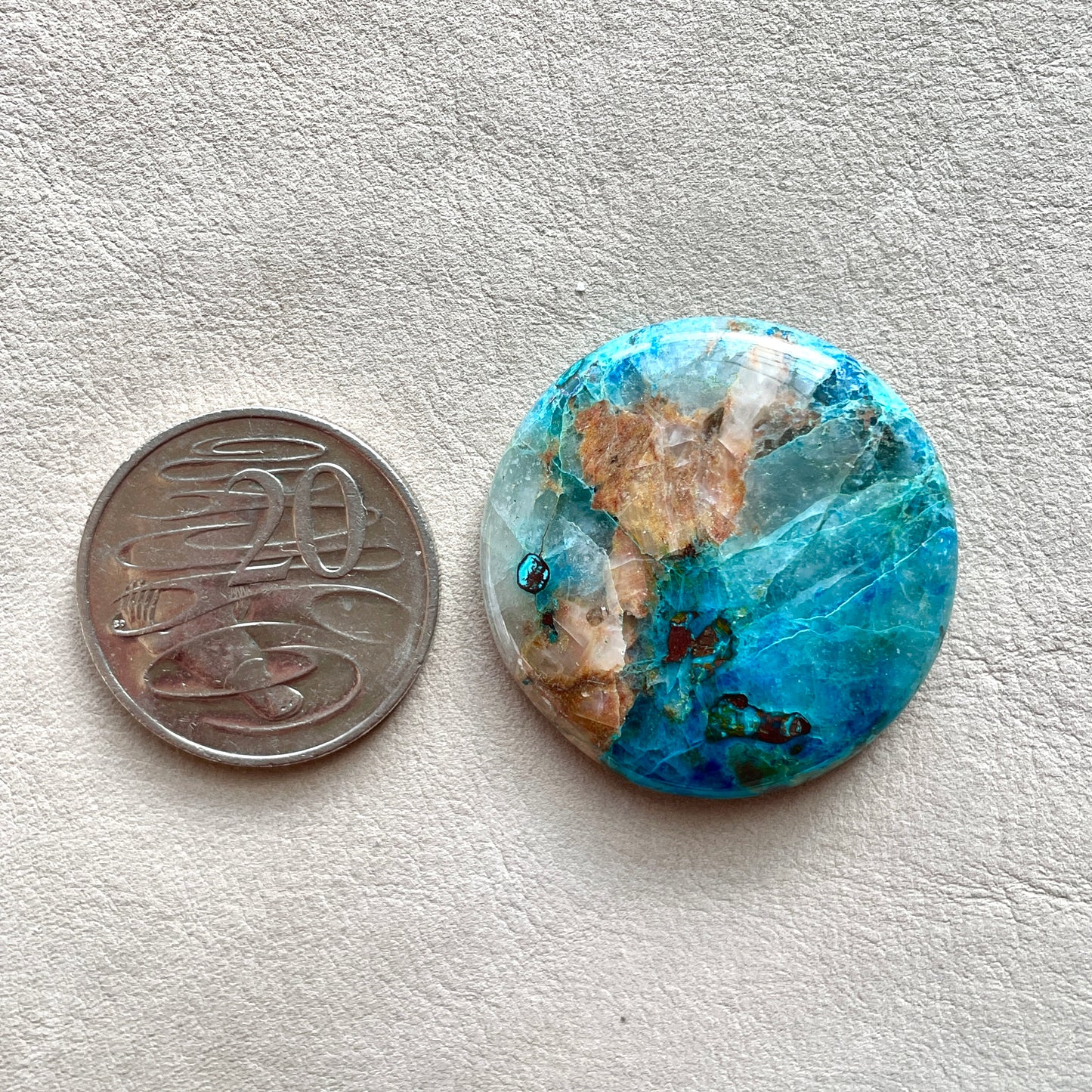 Shattuckite (with Azurite & Cuprite) Round Cabochon -