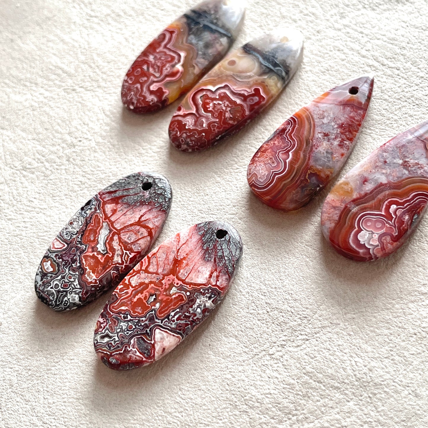 DRILLED Mexican Crazy Lace Agate Cabochon Pairs - Choose your Pair (W9)