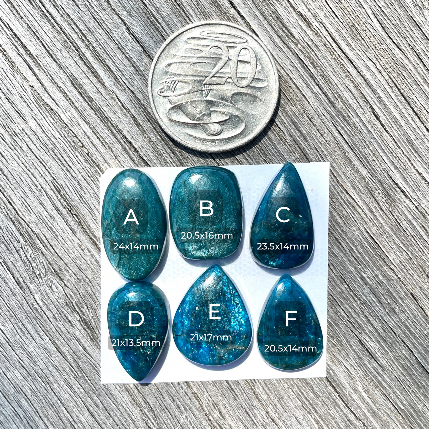 20-24mm Neon Blue Apatite (Chatoyant) Cabochon Smooth - Choose your Stone (W5)