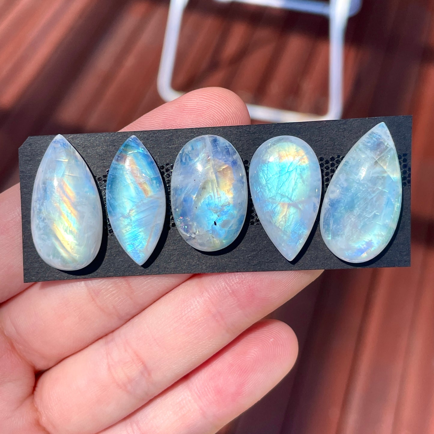 21-26mm Rainbow Moonstone Cabochon Smooth - Choose your Stone (W5)