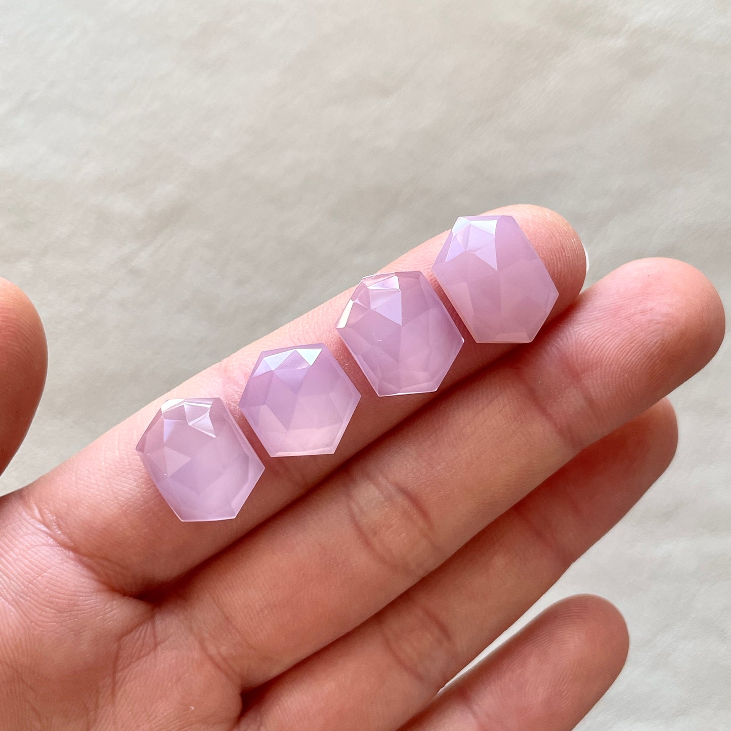 Lavender Chalcedony Hexagonal Cabochon Rose Cut - Choose your Stone