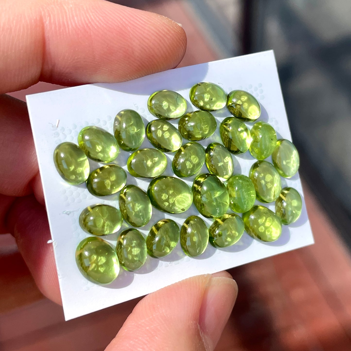 7-8mm Peridot Oval Cabochon Smooth - Set of 3 (E18)