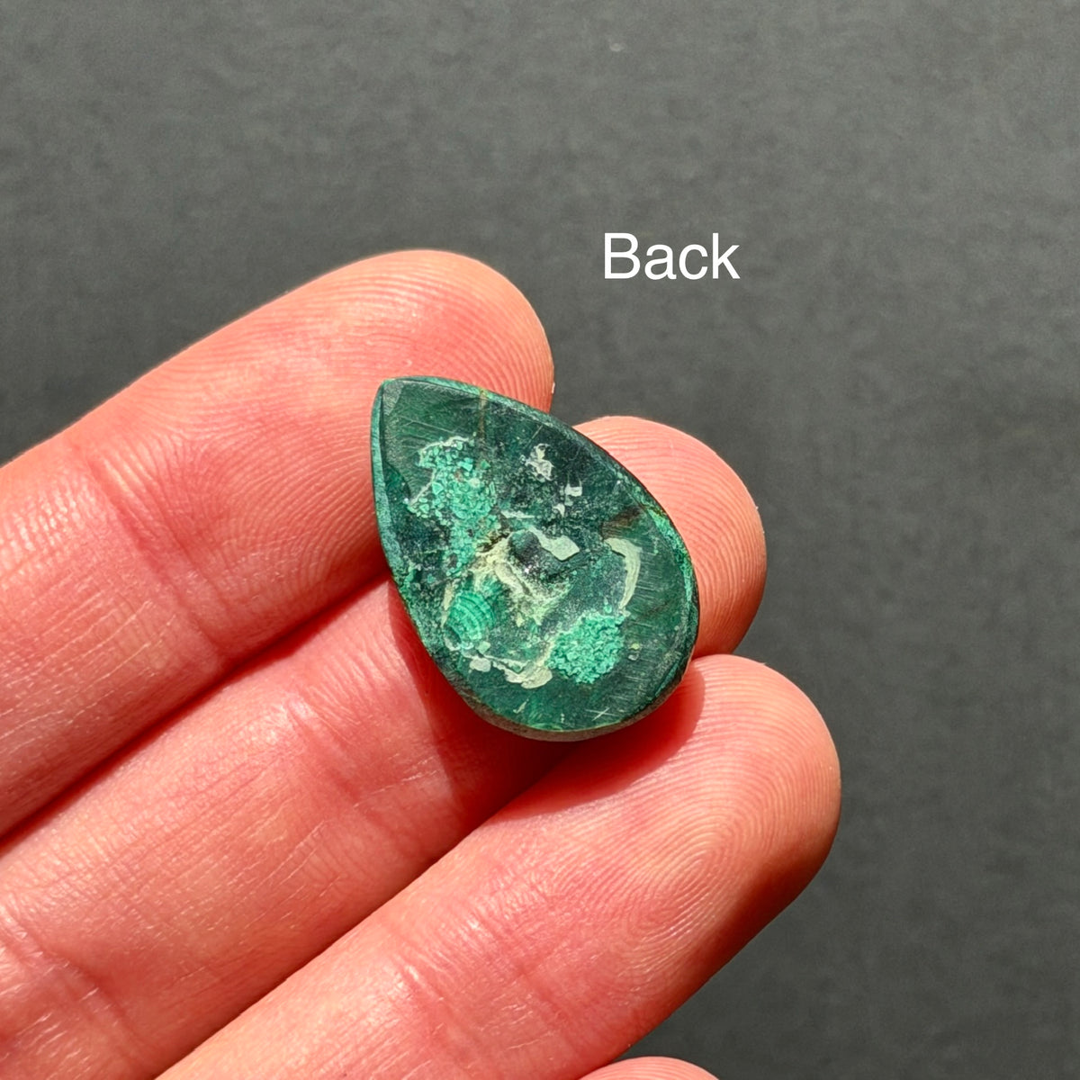 ‘Half Bloom' Chatoyant Velvet Malachite Teardrop Cabochon - 22mm x 14.5mm (W17)