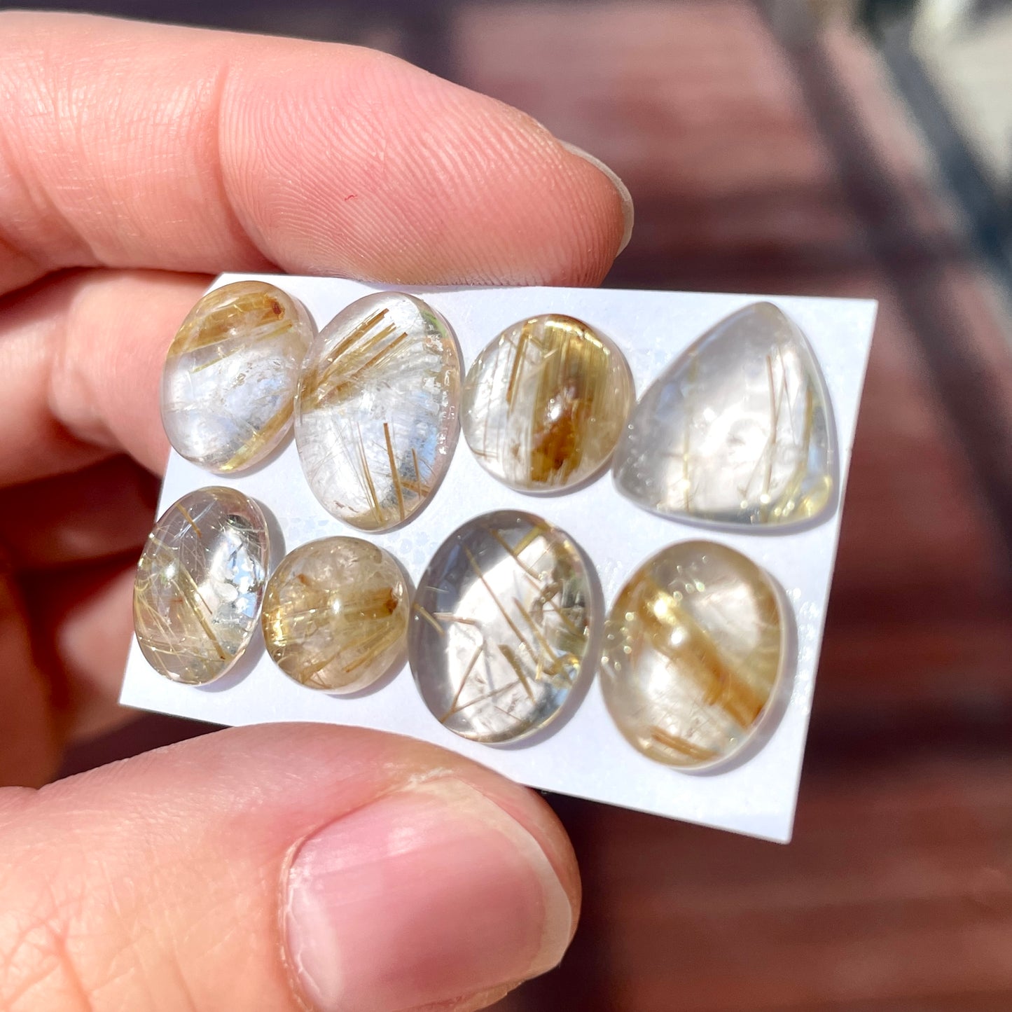 9-14mm Gold Rutilated/Rutile Quartz Cabochon Smooth - Choose your Stone (W7)