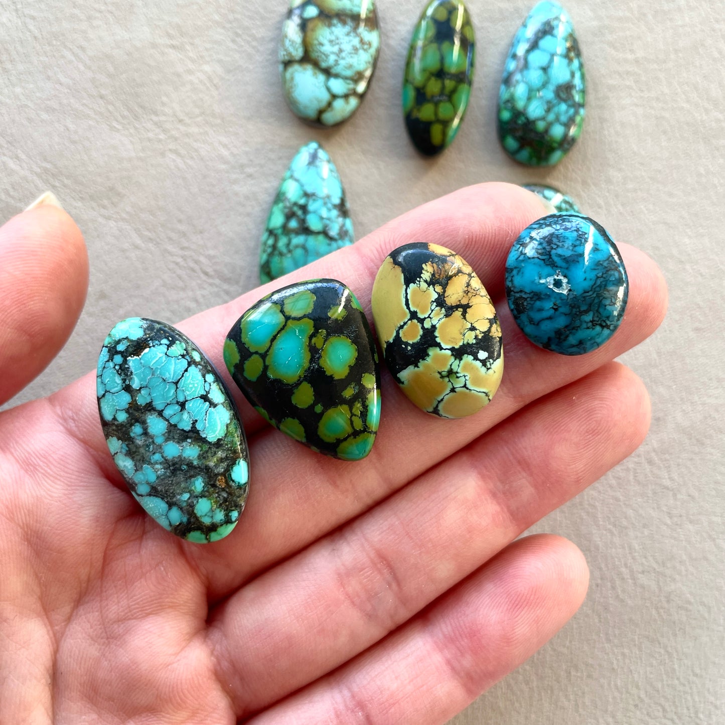 17-29mm Hubei Turquoise Cabochon Smooth (Backed) - Choose your Stone (W6)