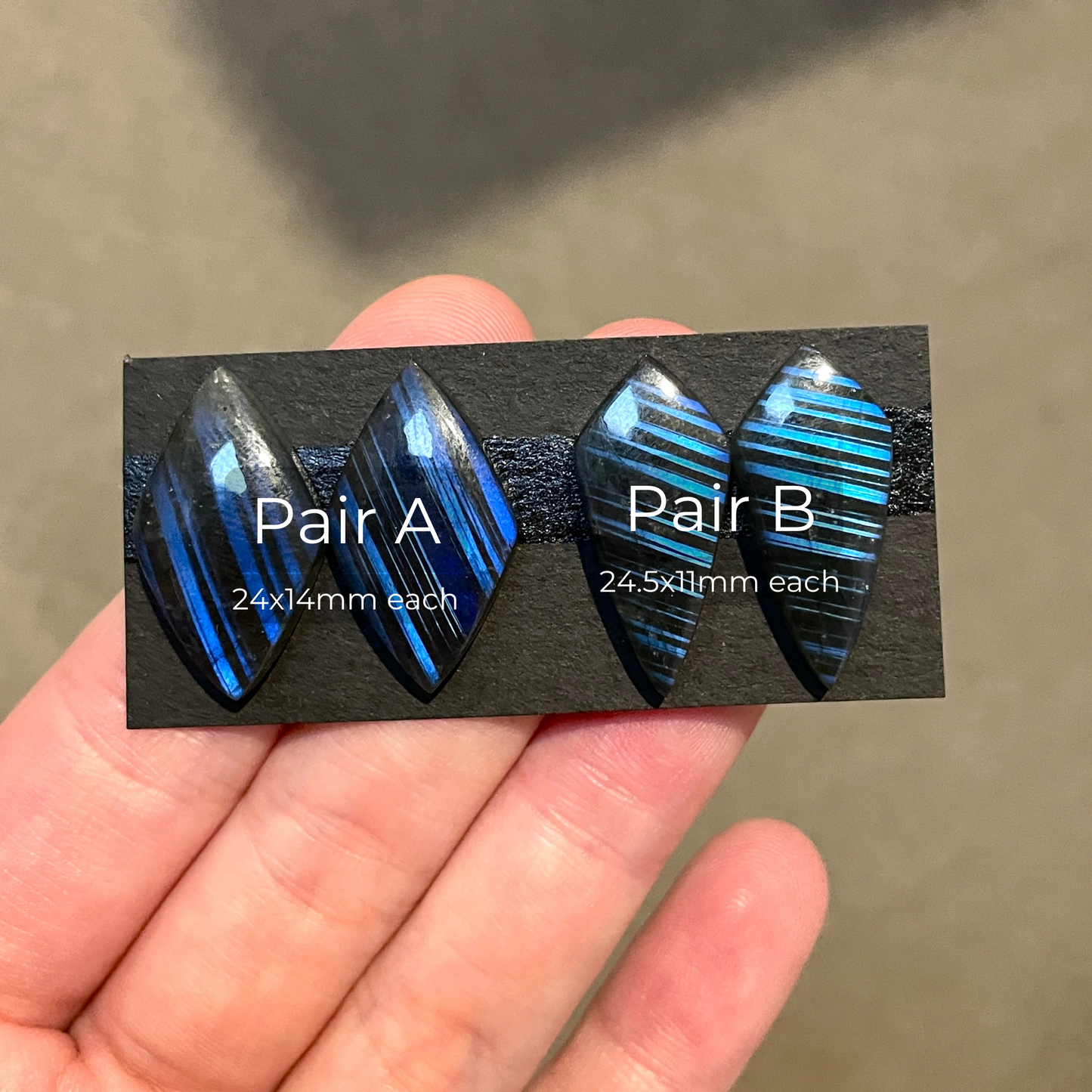 Blue Labradorite Cabochon Pairs (Unique Stripe Flash) - Choose your Pair (W8)