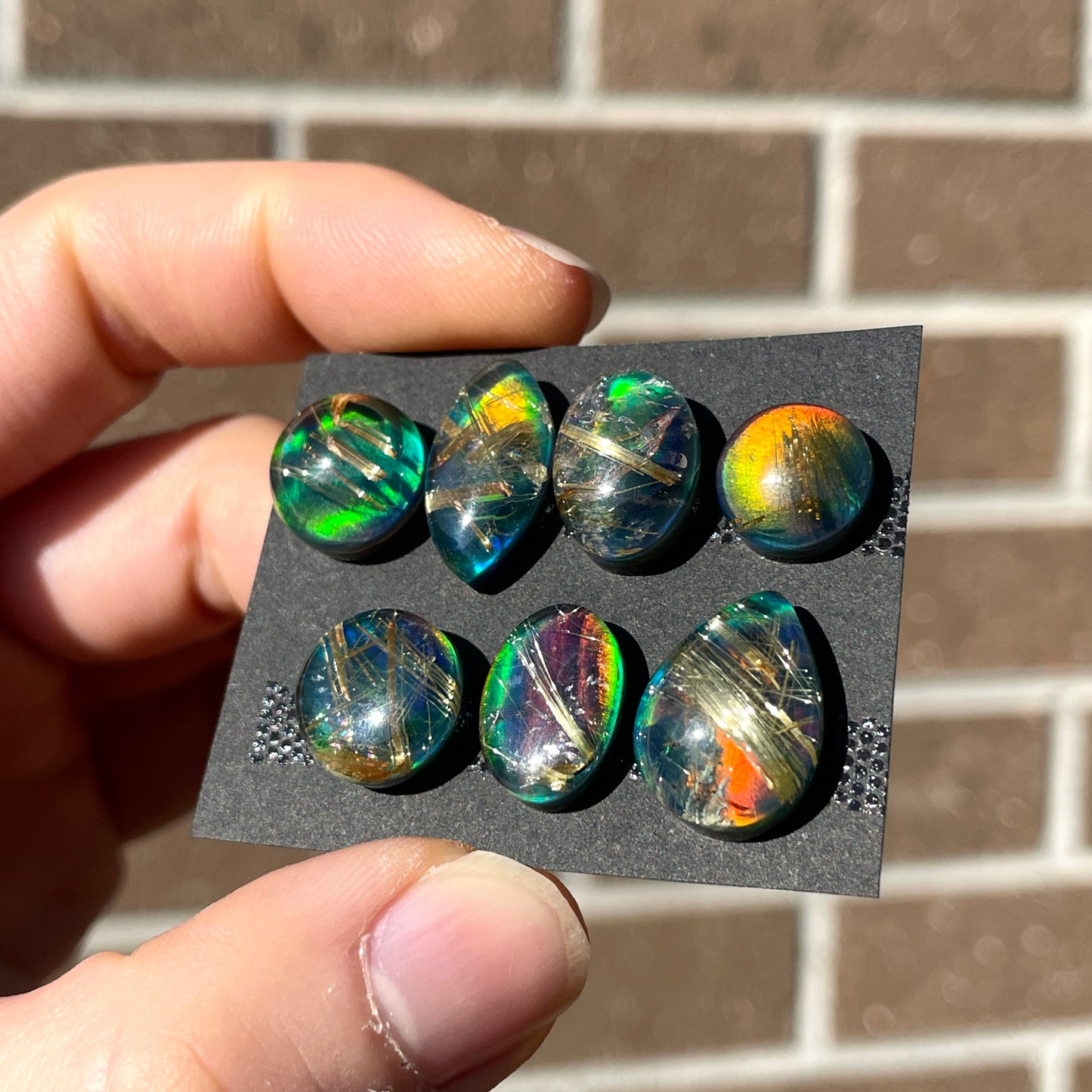 Aurora Opal & Golden Rutilated Quartz Doublet Cabochon - Choose your Stone (W1)