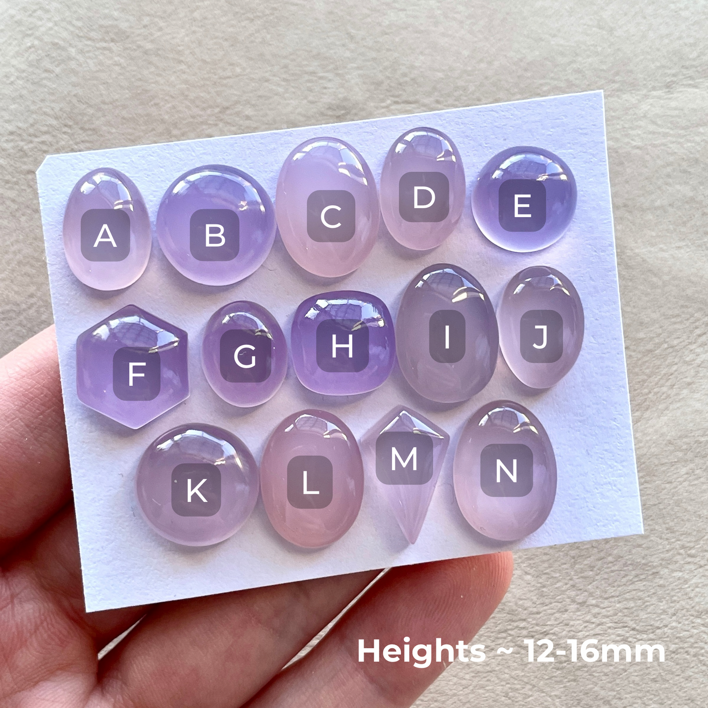 12-16mm Lavender (Purple) Chalcedony Cabochon Smooth - Choose your Stone (W6)