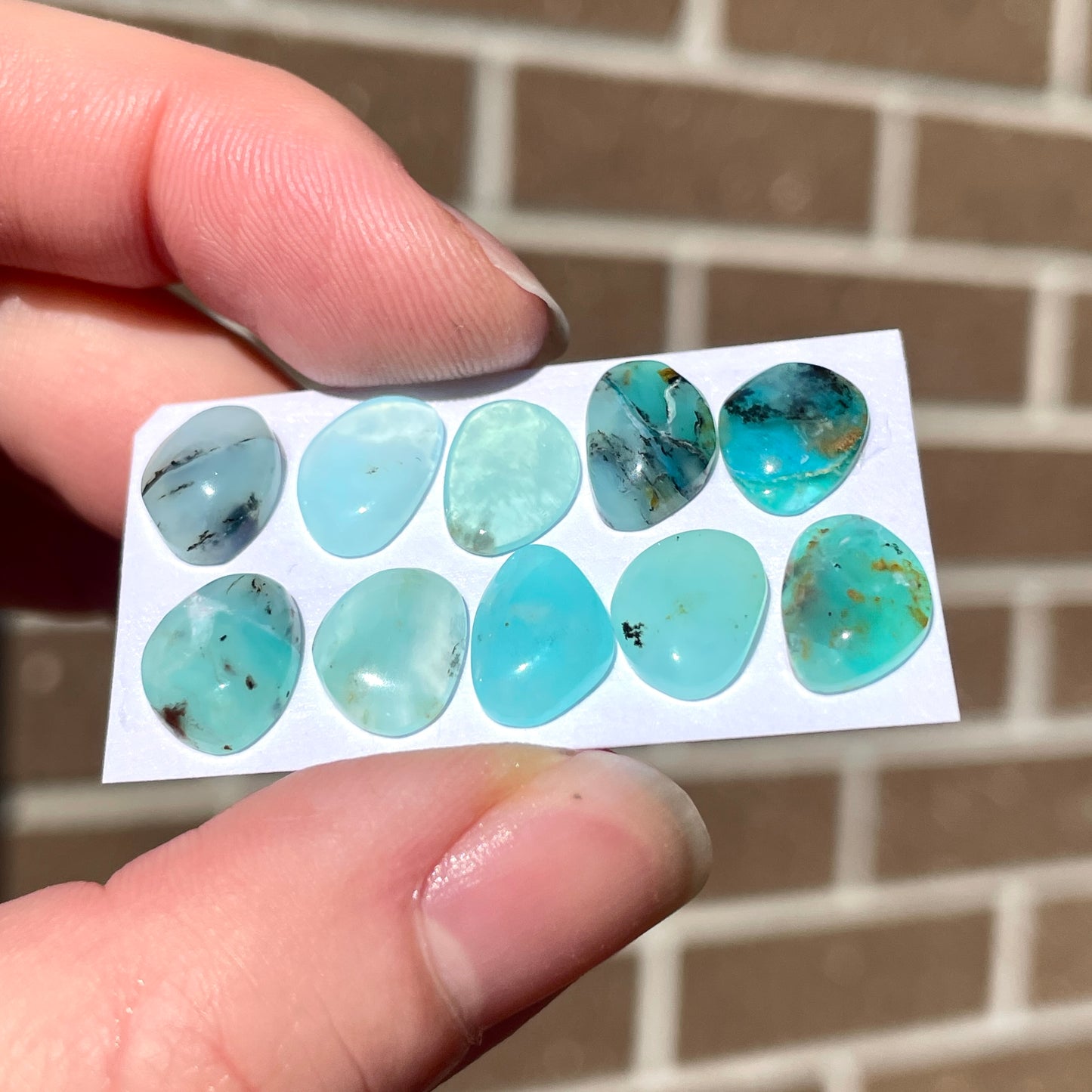10-11mm Peruvian Blue Opal Cabochon Smooth - Choose your Stone (W9)
