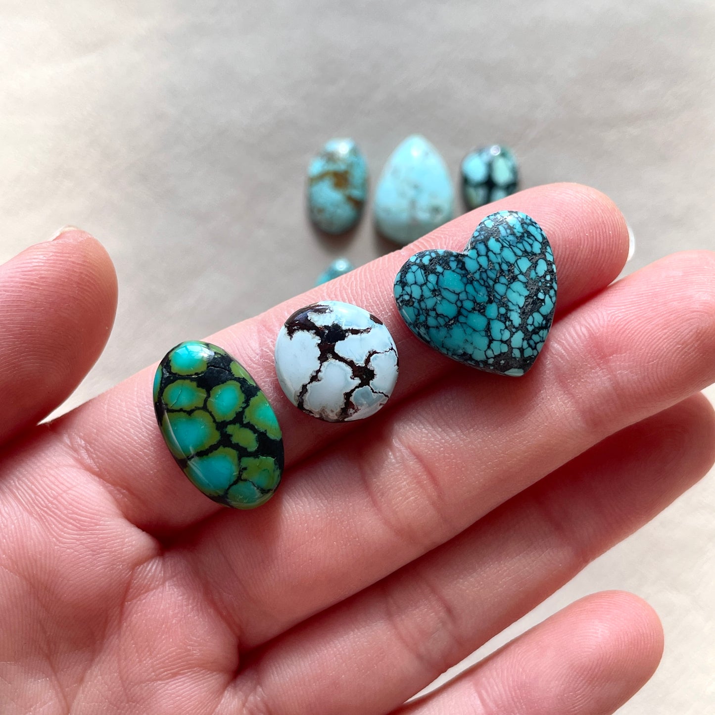 Hubei Turquoise Cabochon Smooth (Backed) - Choose your Stone (A-W2)