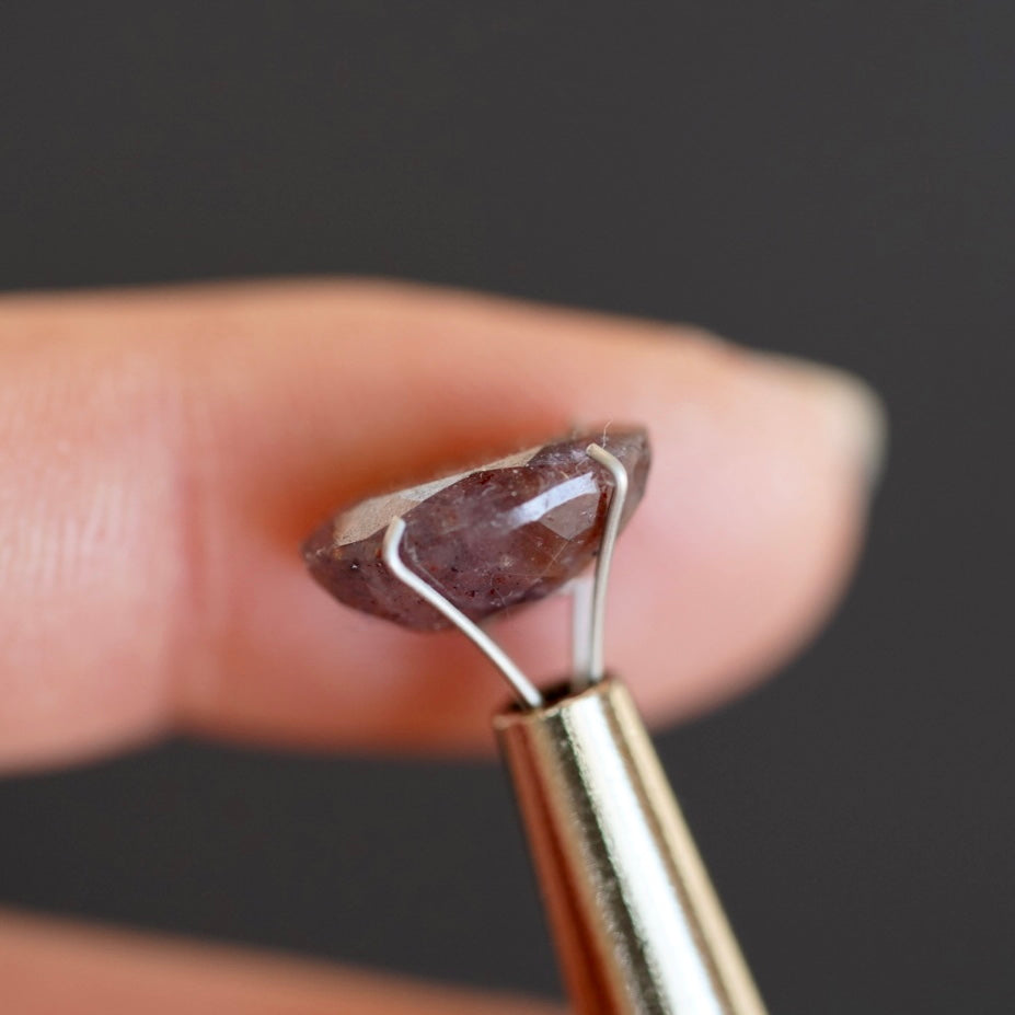 Rainbow Confetti Bloodshot Iolite Faceted Oval (Pavilion Back) (A8) 12.5x9.2mm