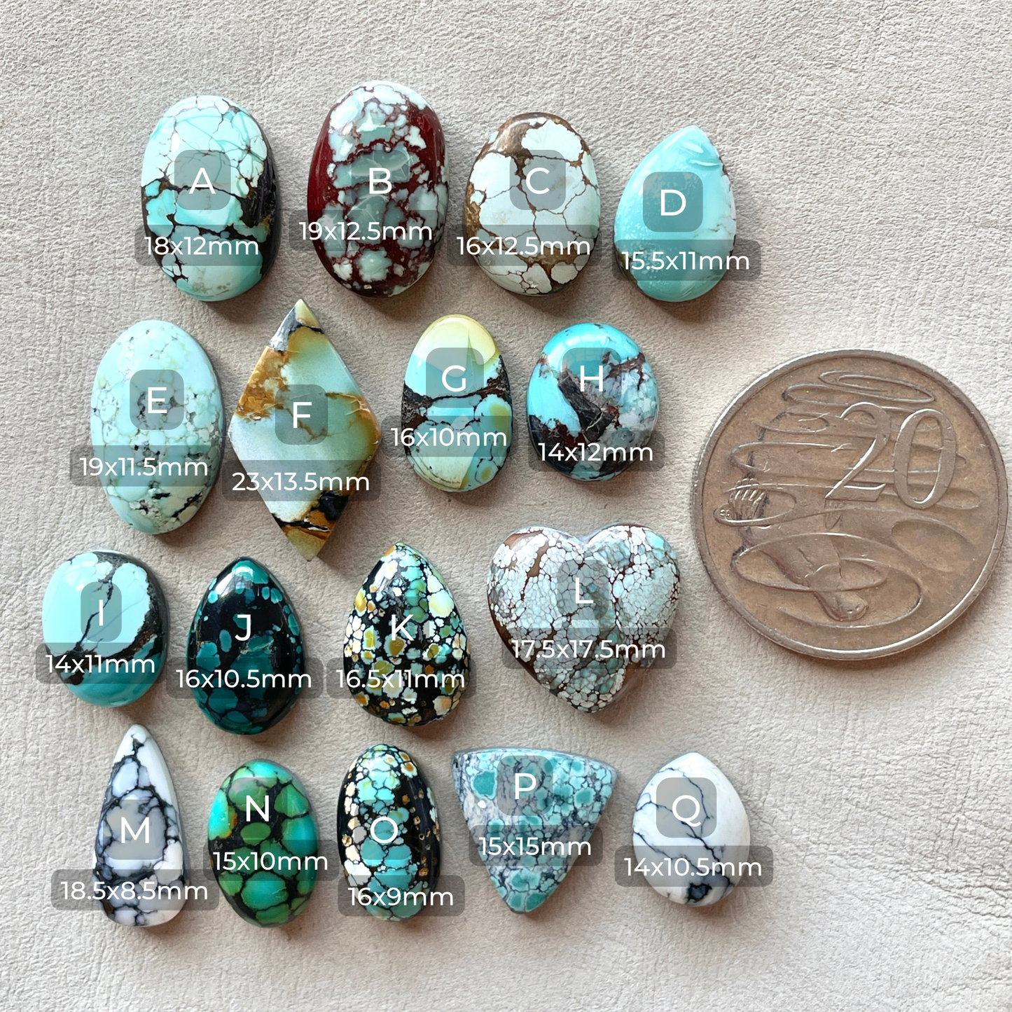 14-23mm Hubei Turquoise Cabochon Smooth (Backed) - Choose your Stone (T-W7)