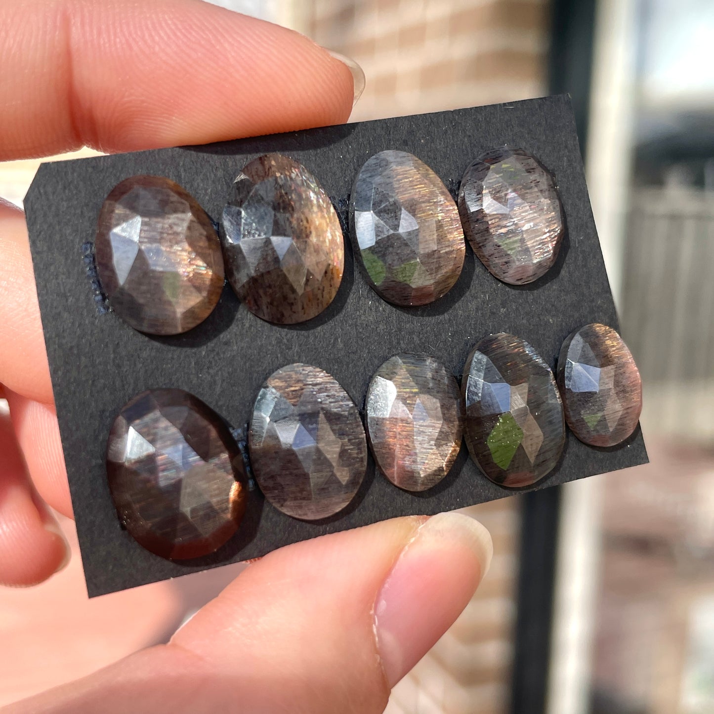 Rainbow Lattice Black Sunstone Cabochon Rose cut - Choose your Stone (W2)