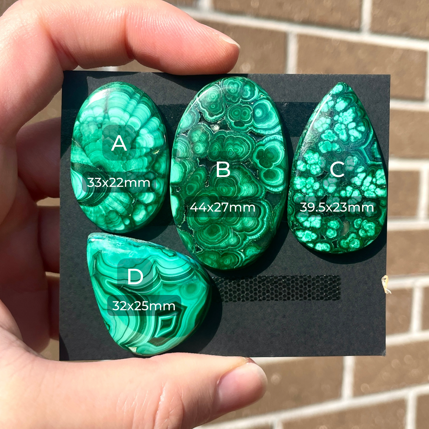 32-44mm Malachite Cabochon Smooth - Choose your Stone (W11)