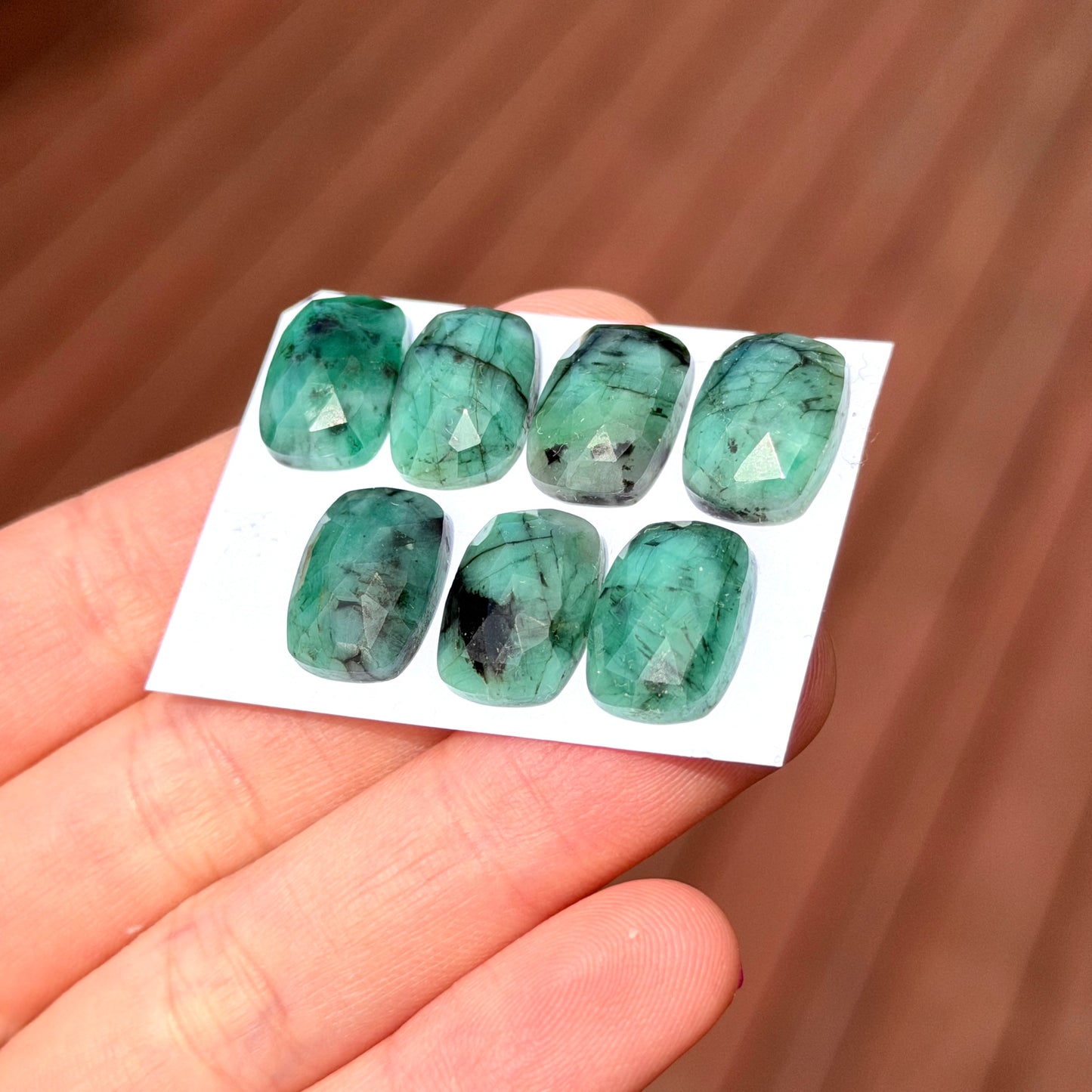 Emerald Rectangle Cabochon Rosecut - 14x10mm - Choose your Stone (W8)