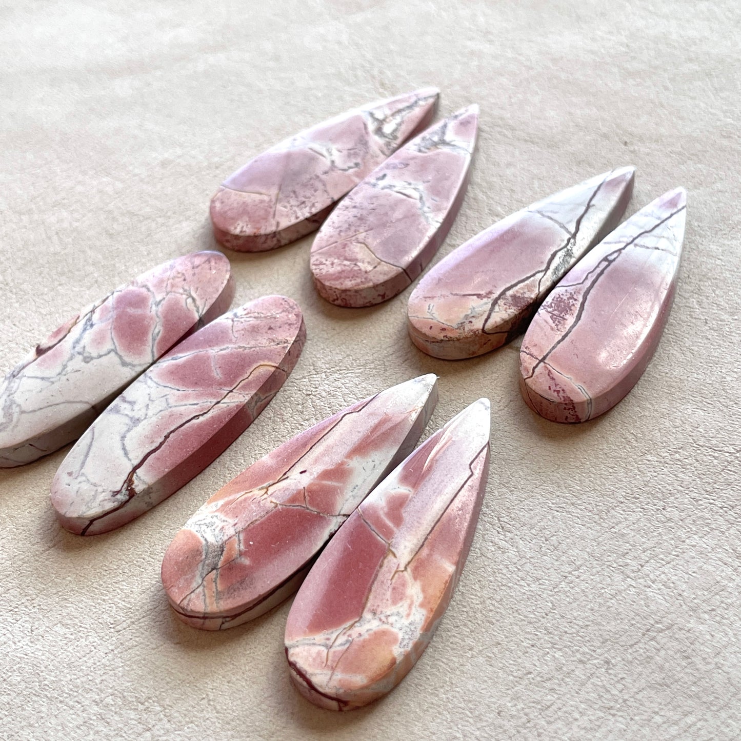 Pink Polychrome Jasper Cabochon Pairs - Choose your Pair (W7)