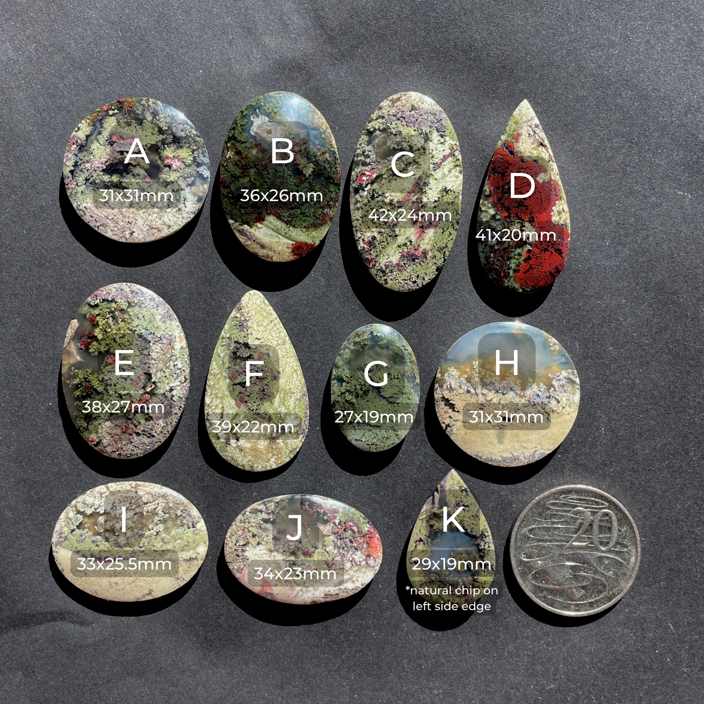 Red/Green Moss Agate Cabochon - Choose your Stone (W6)