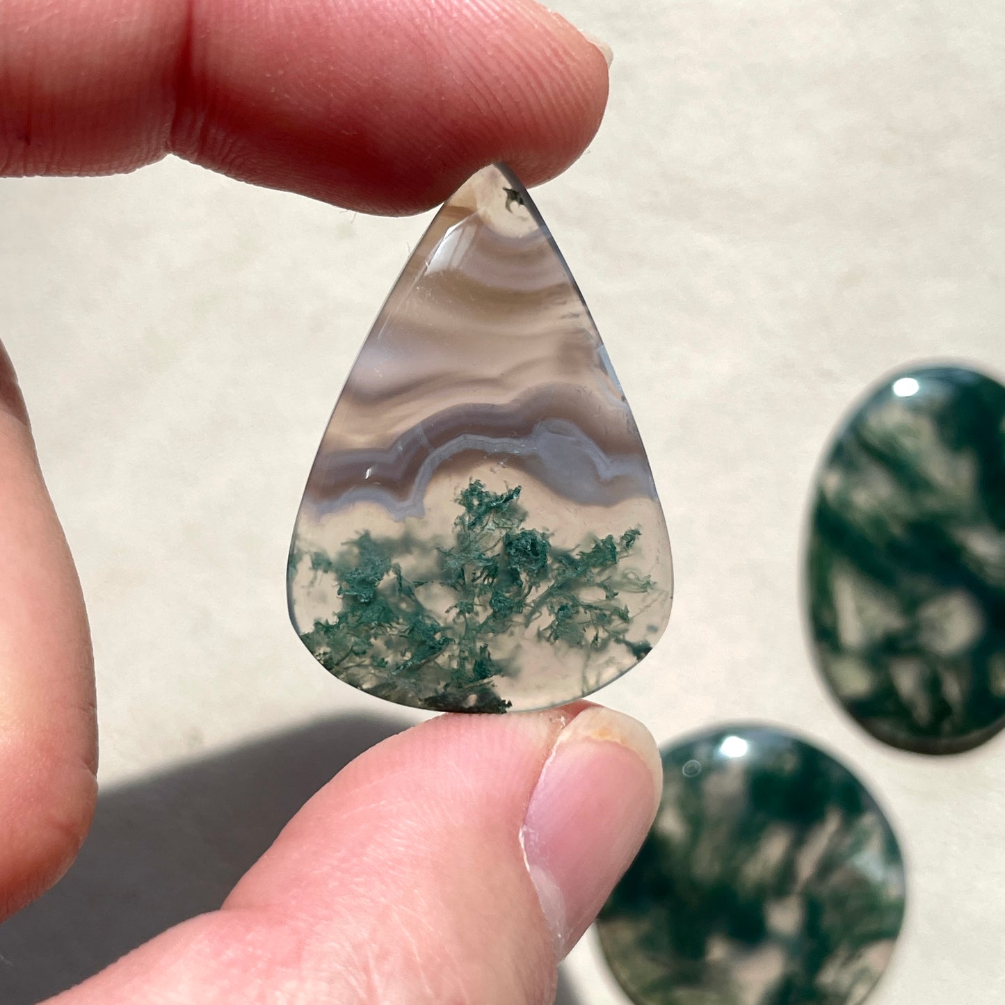 27-34mm Green Moss Agate Cabochon - Choose your Stone (W8)