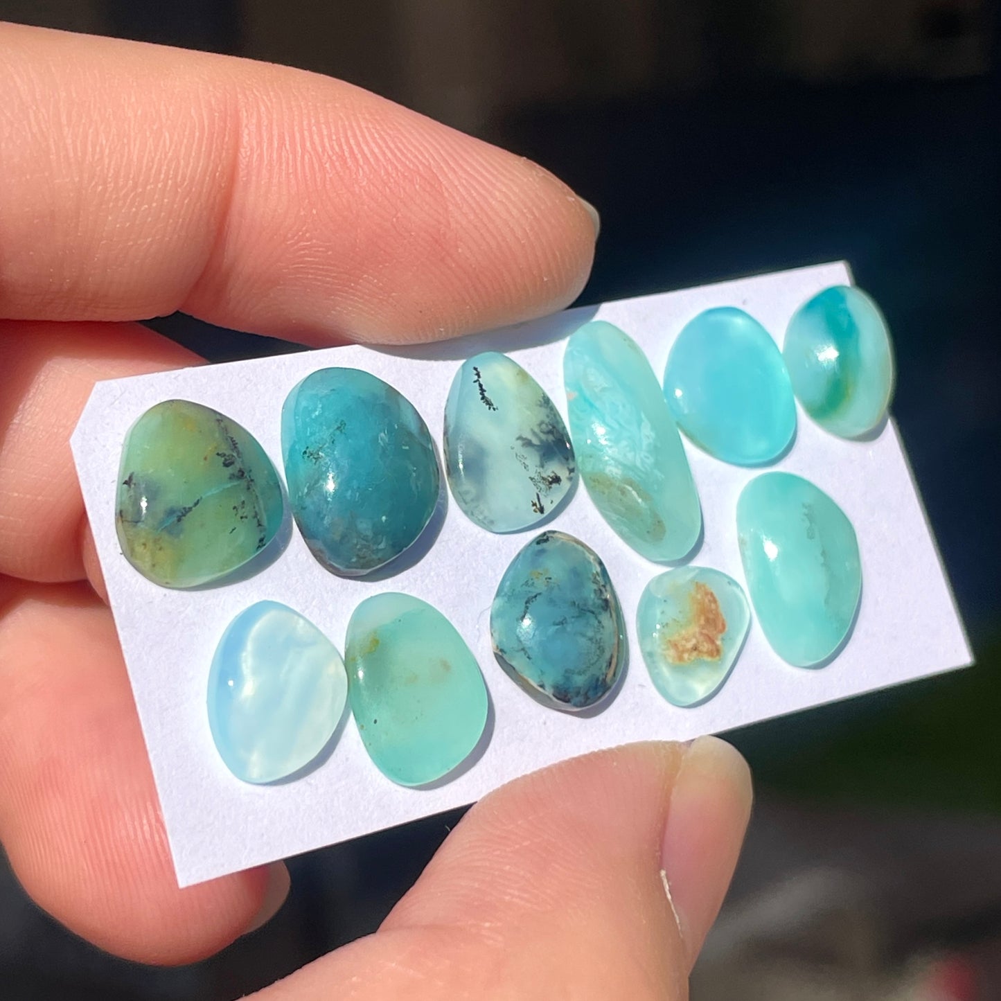 8-16mm Peruvian Blue Opal Cabochon Smooth - Choose your Stone (W9)