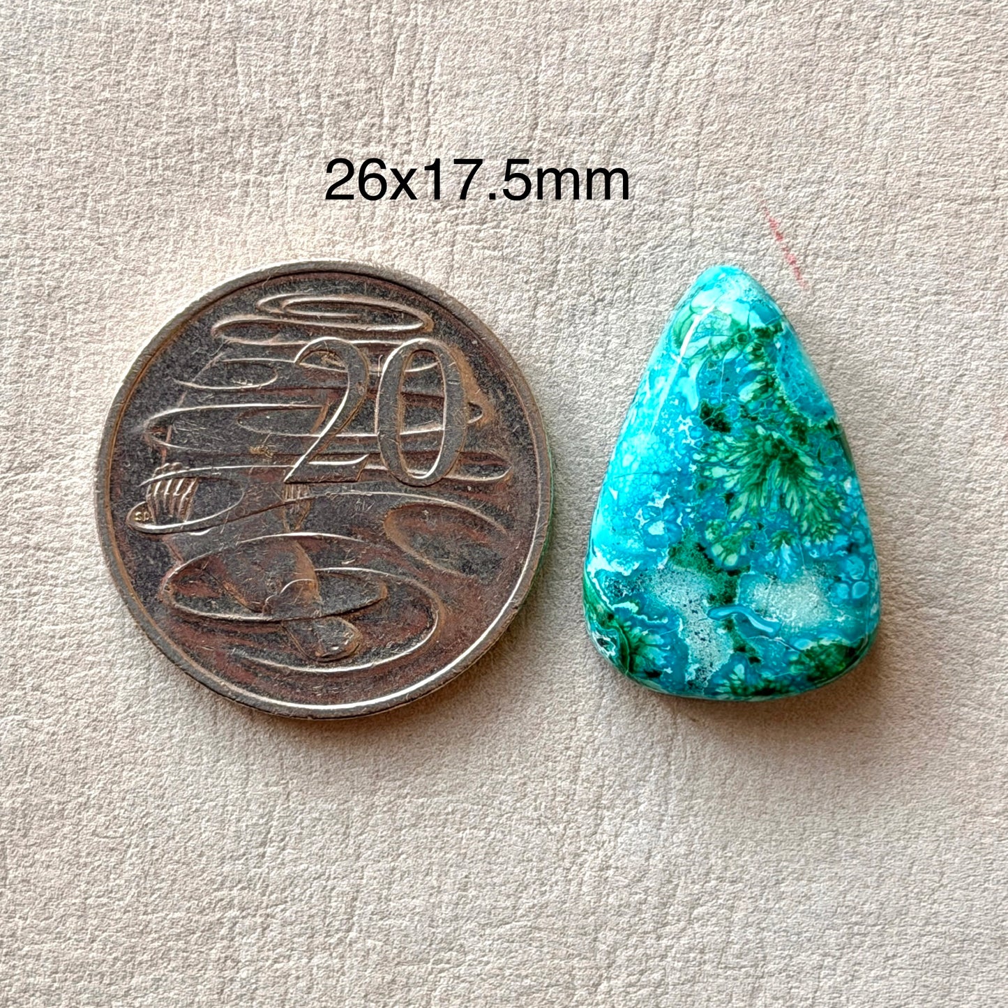 ‘Blooms’ Malachite Chrysocolla Teardrop Cabochon Smooth 26mm x 17.5mm (W8)