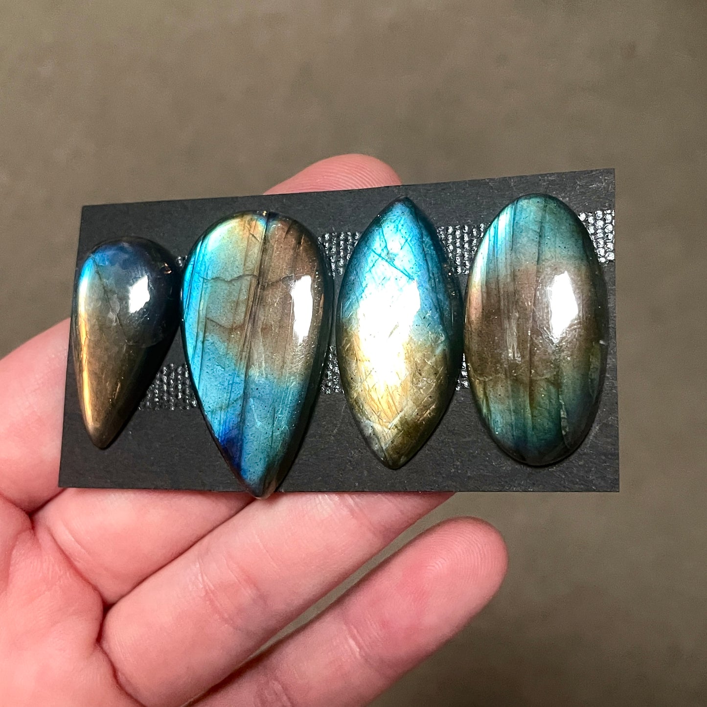 27-36mm Sunset (Blue & Yellow) Labradorite Cabochon Smooth - Choose your Stone (W8)