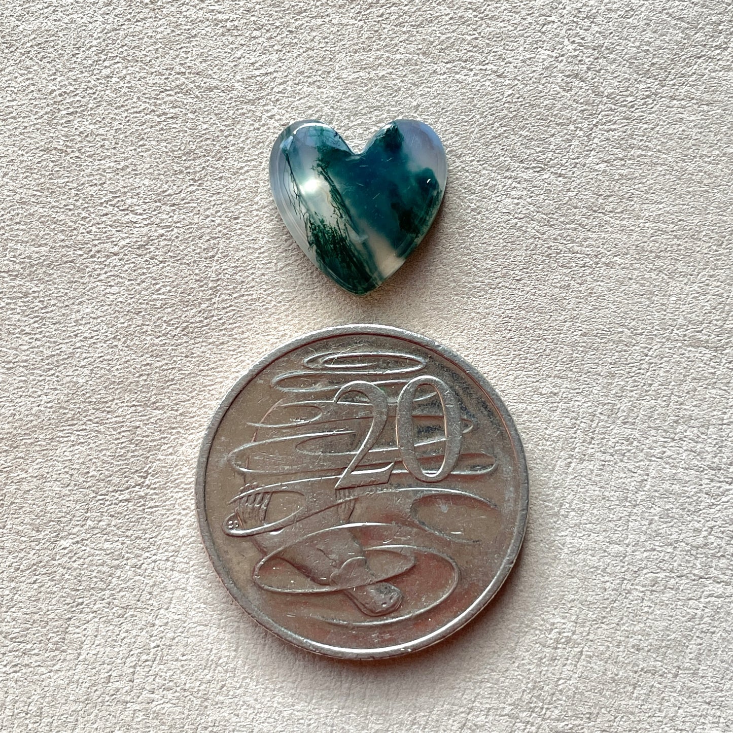 Moss Agate mini Heart Cabochon - 15x15mm (W4)