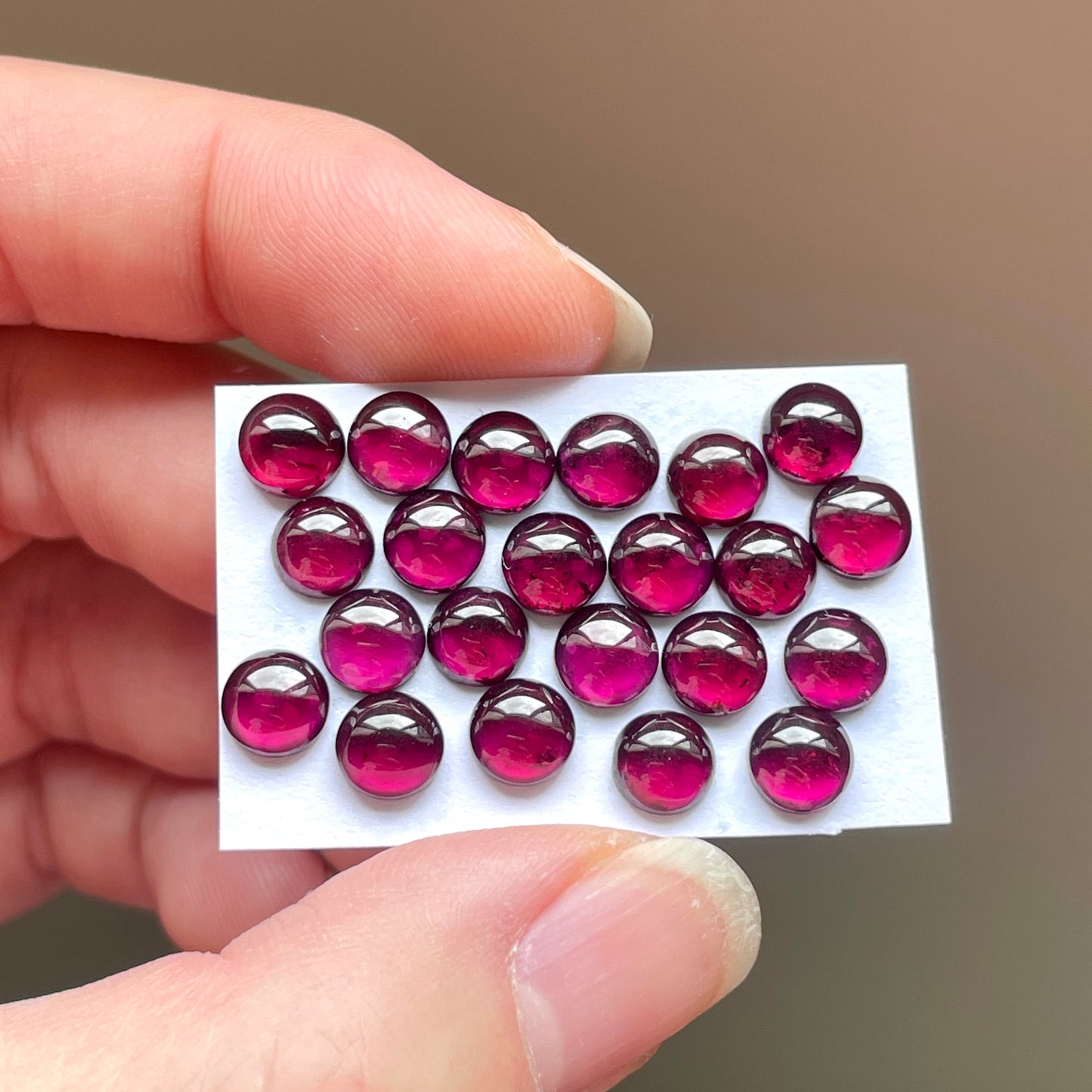 6mm Rhodolite Garnet Cabochons Smooth Round - Set of 3 (W5)