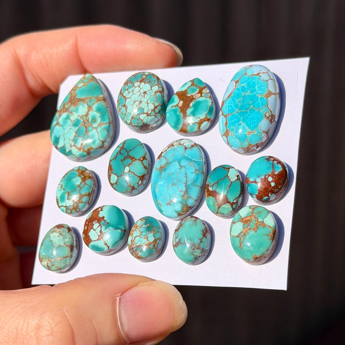 10-22mm Red River Hubei Turquoise (Backed) Cabochon Smooth - Choose your Stone (W15)