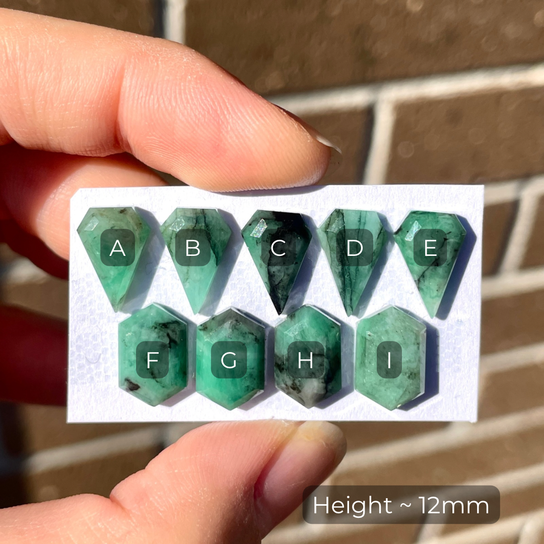 12mm Emerald Cabochon Polygon Step Cut - Choose your Stone (W8)