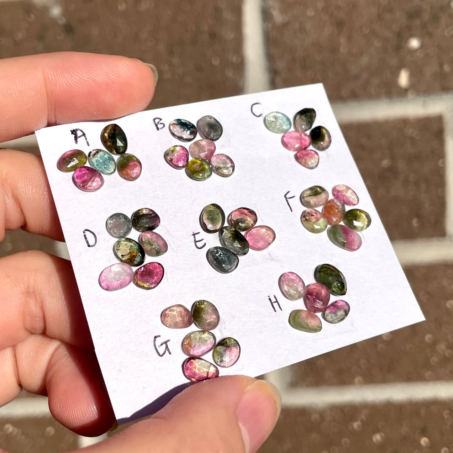 Multi Tourmaline Cabochons Rose cut - 5-6pcs - Choose your Lot (W4)