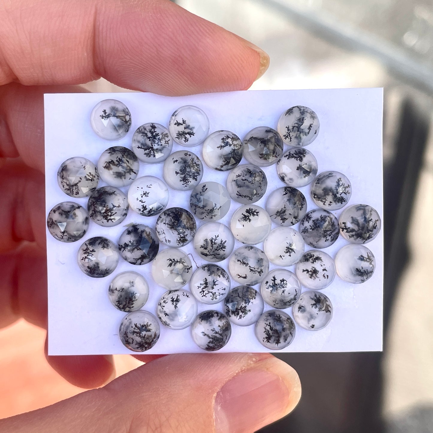 6mm Dendritic Opal Cabochons Rosecut Round - Set of 3 (E18)
