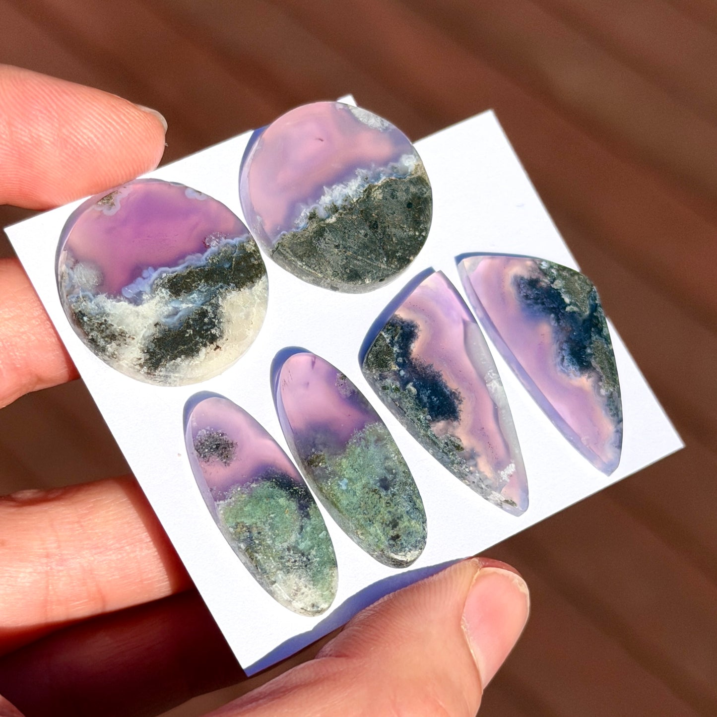 Lavender (Purple) Moss Agate Cabochon Pairs - Choose your Pair (W14)