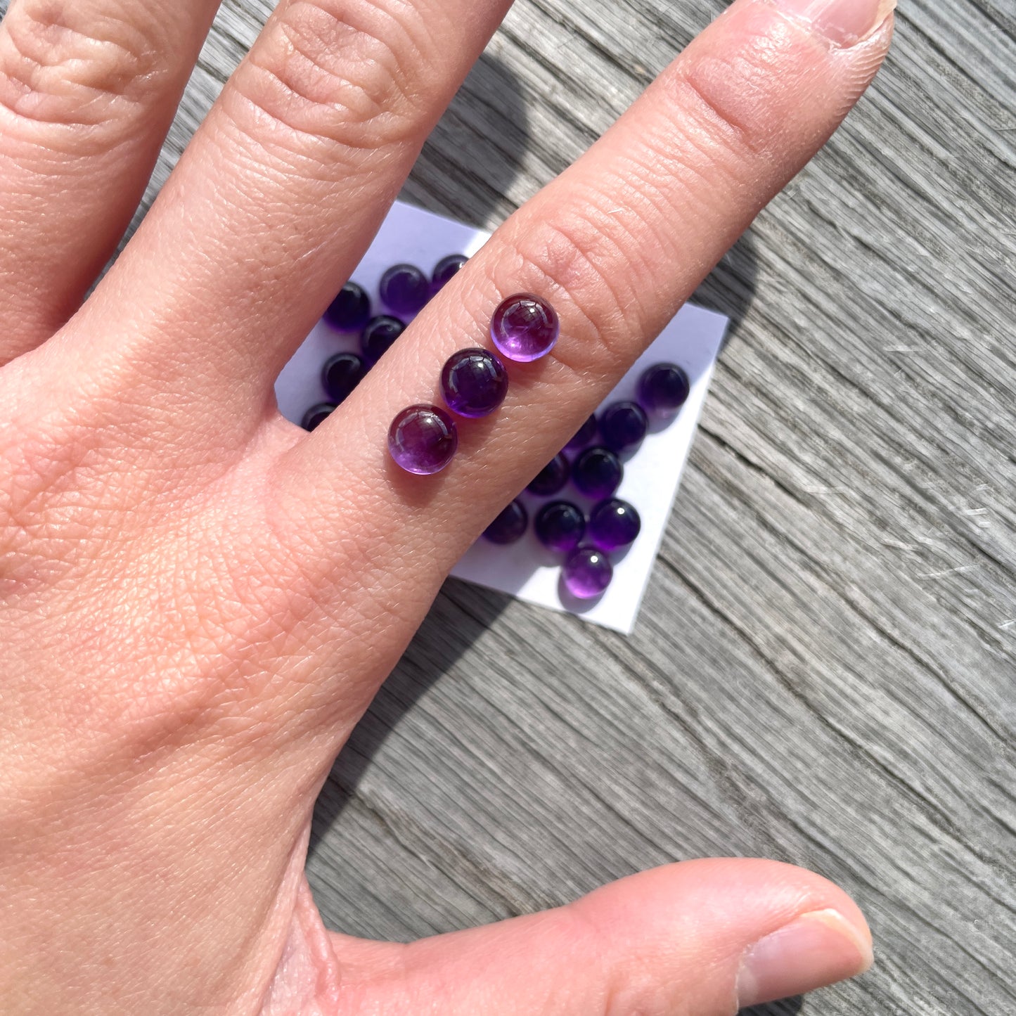 6mm Purple Amethyst Round Cabochons Smooth - Set of 3 (W6)