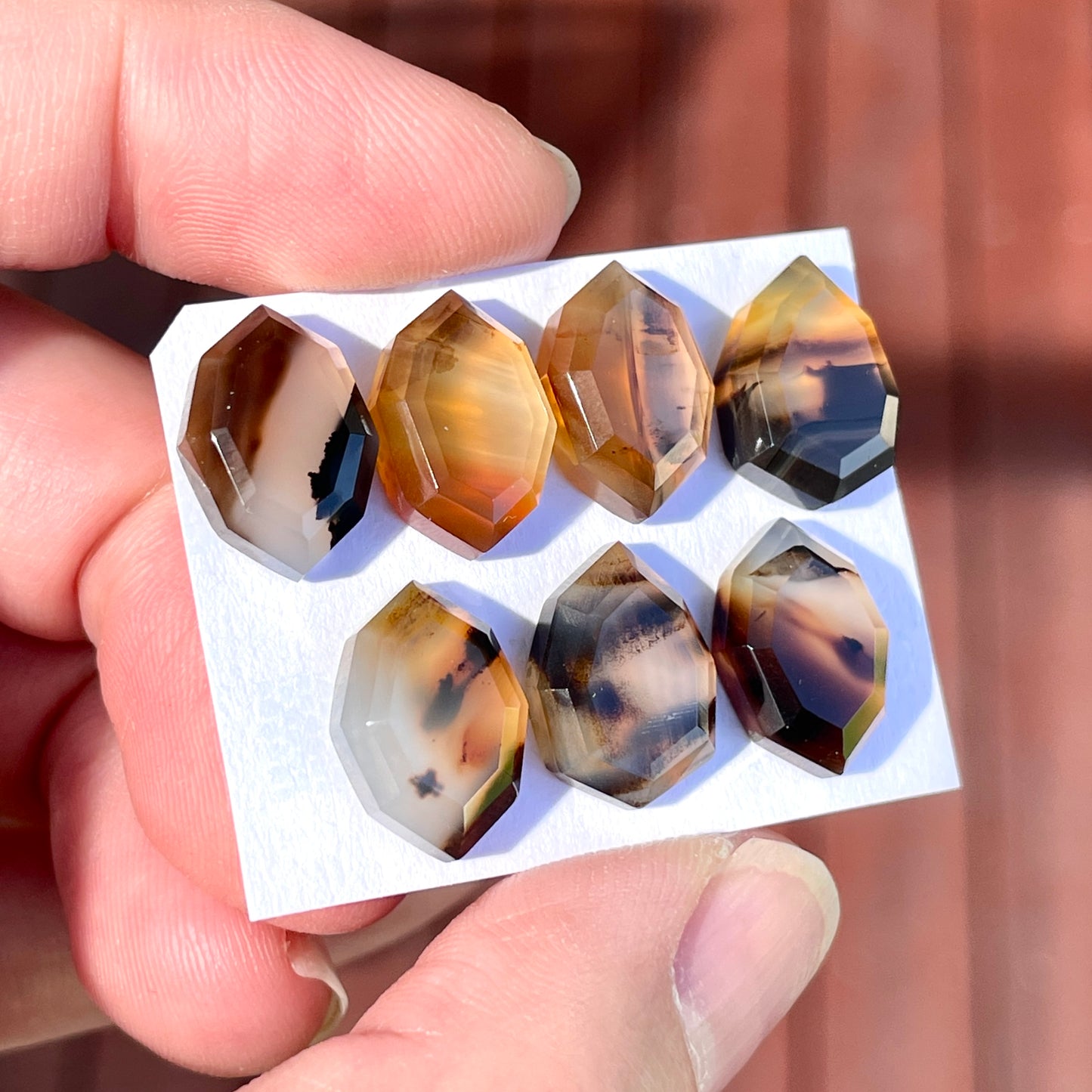 14mm Montana Agate Cabochon Step Cut - Choose your Stone (W8)