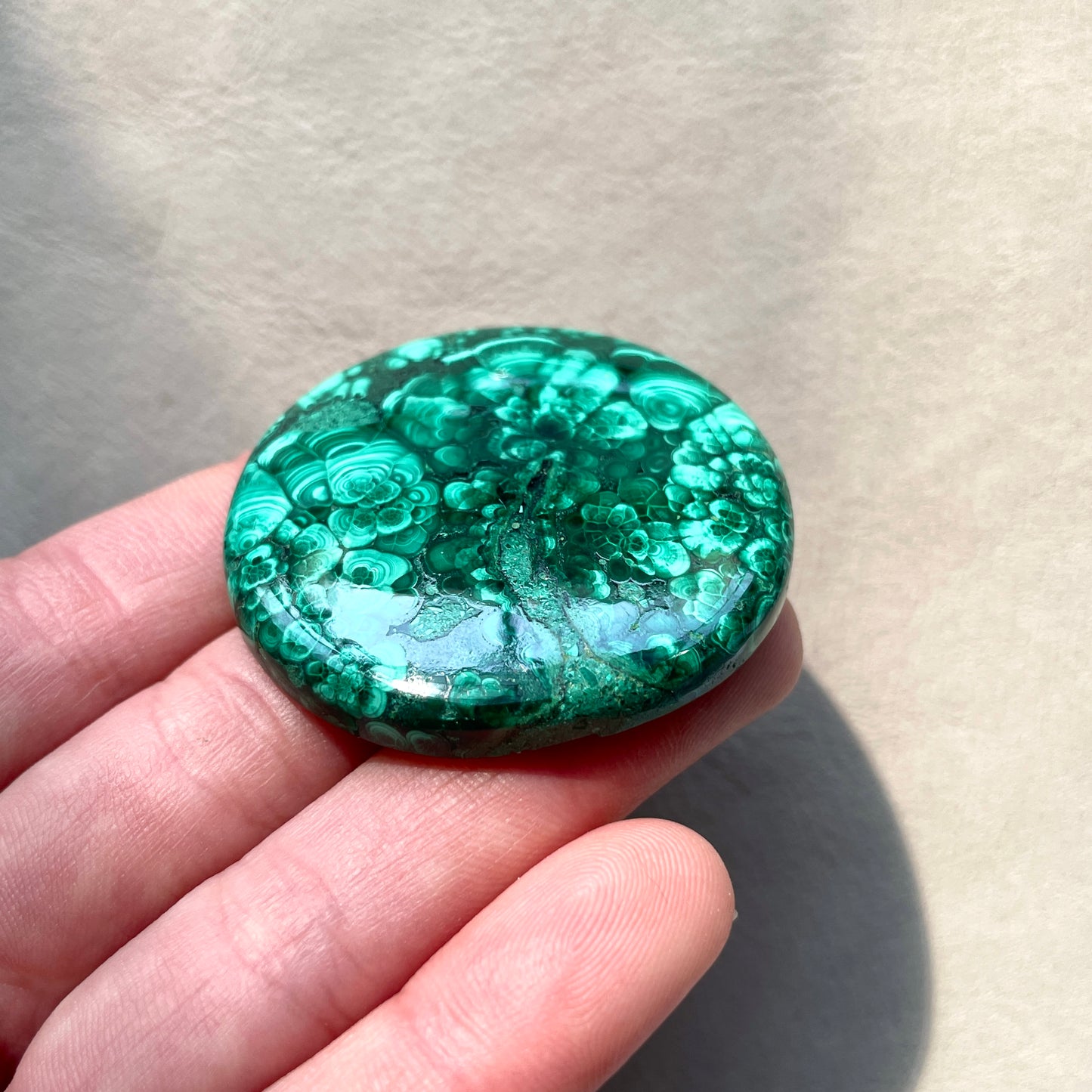 43mm Large Malachite Cabochon Smooth - 'Dense Flower' Pattern (W6)