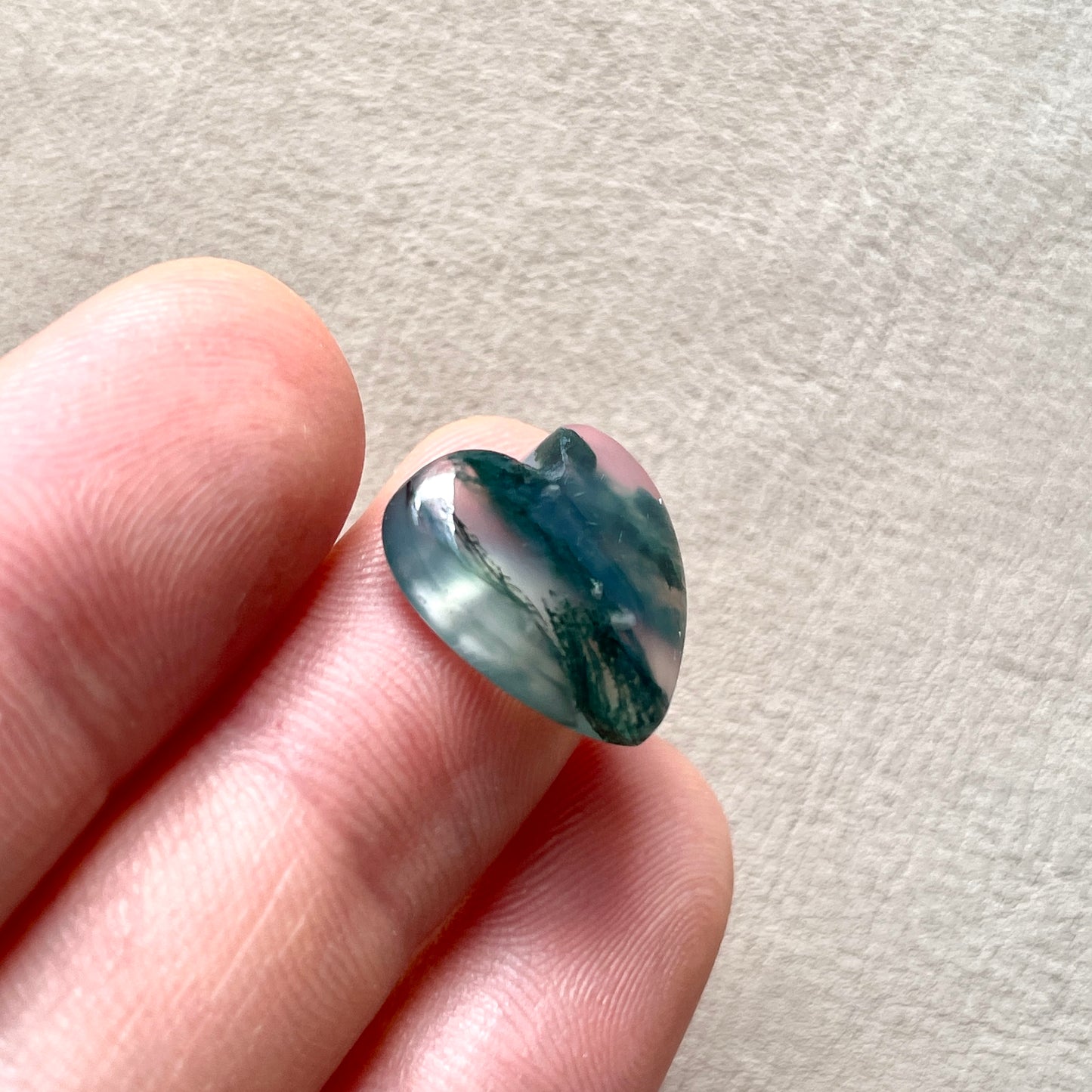 Moss Agate mini Heart Cabochon - 15x15mm (W4)