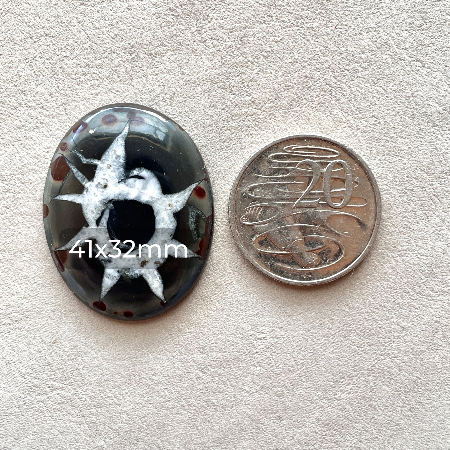 Black Septarian Nodule Oval Cabochon - 41x32mm - W6