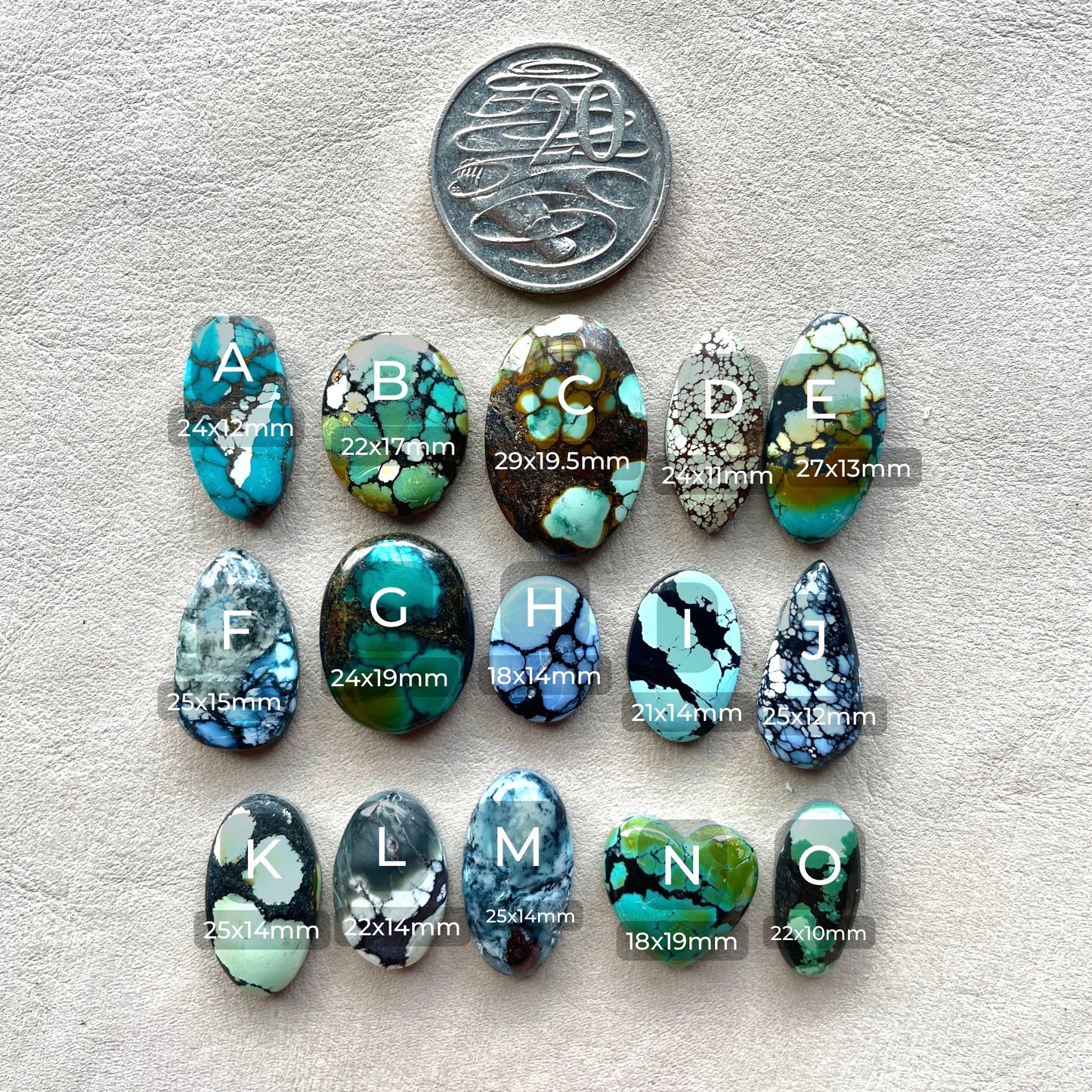 18-29mm Hubei Turquoise Cabochon Smooth (Backed) - Choose your Stone (D-W6)