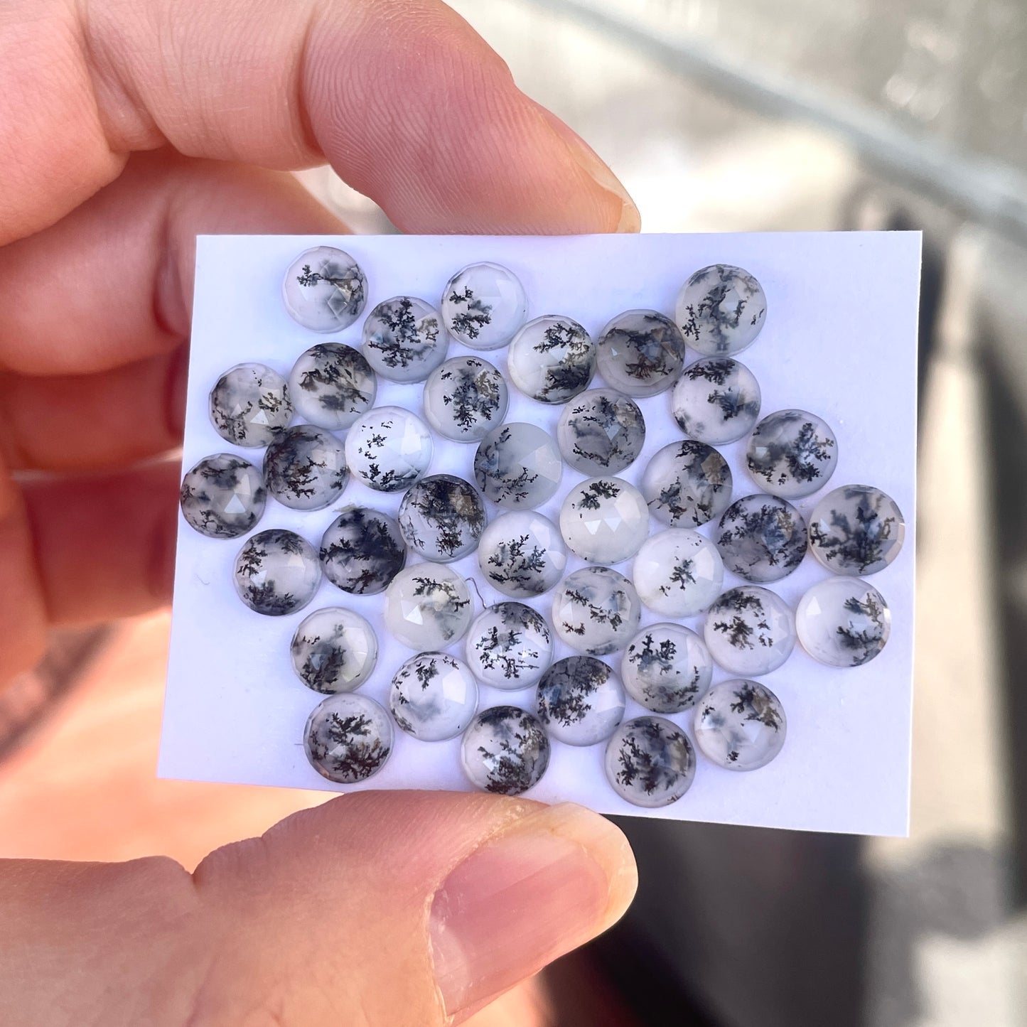6mm Dendritic Opal Cabochons Rosecut Round - Set of 3 (E18)