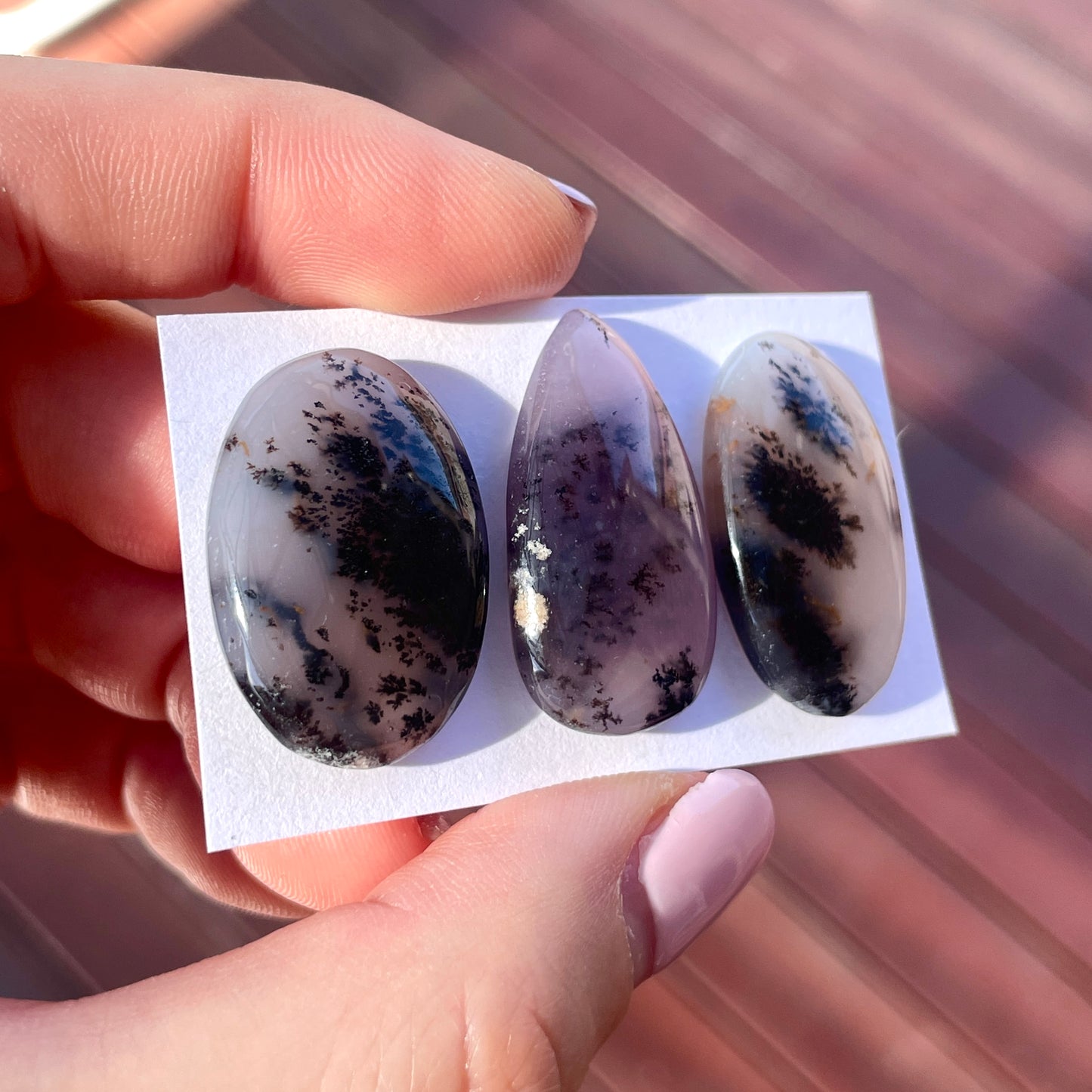 27-30mm Amethyst Sage Dendritic Agate Cabochon Smooth - Choose your Stone (W2)