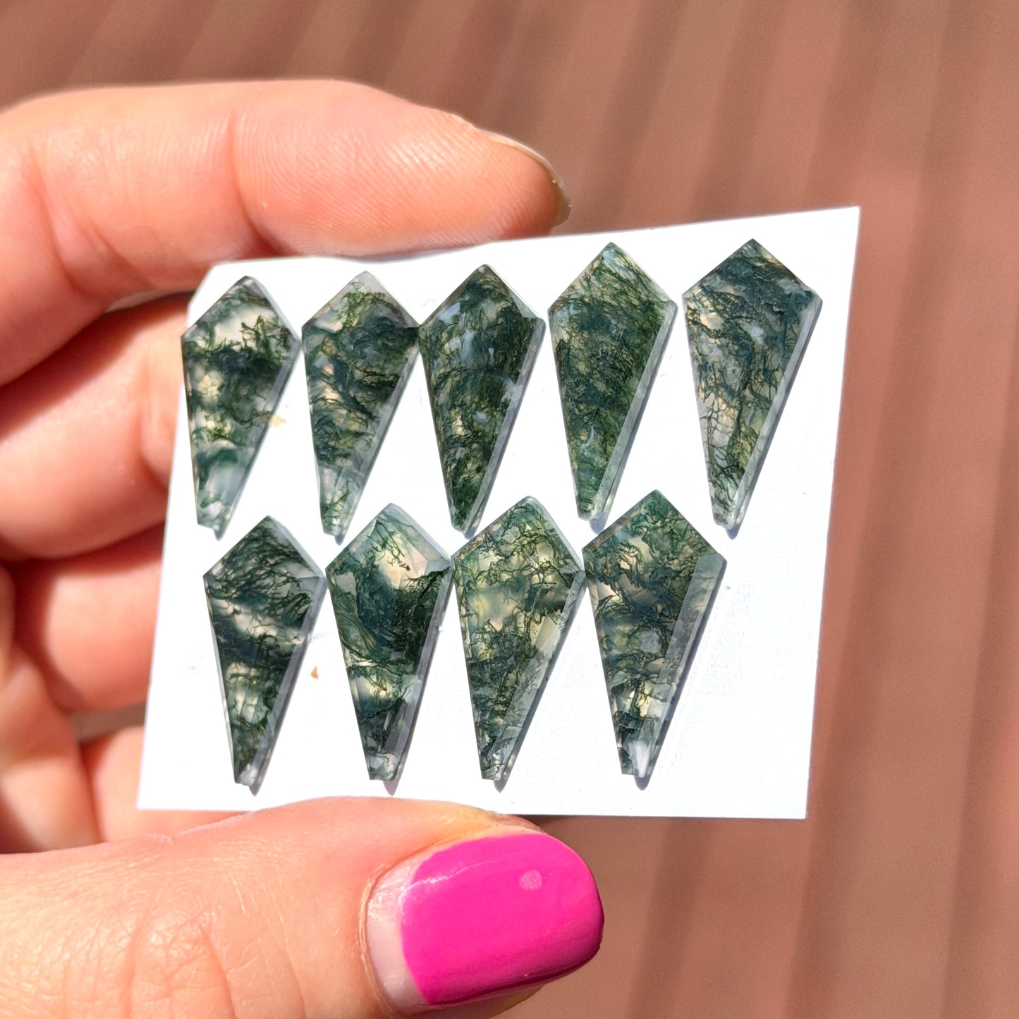 Moss Agate Kite Cabochon Smooth (20x10mm) - Choose your Stone (W13)