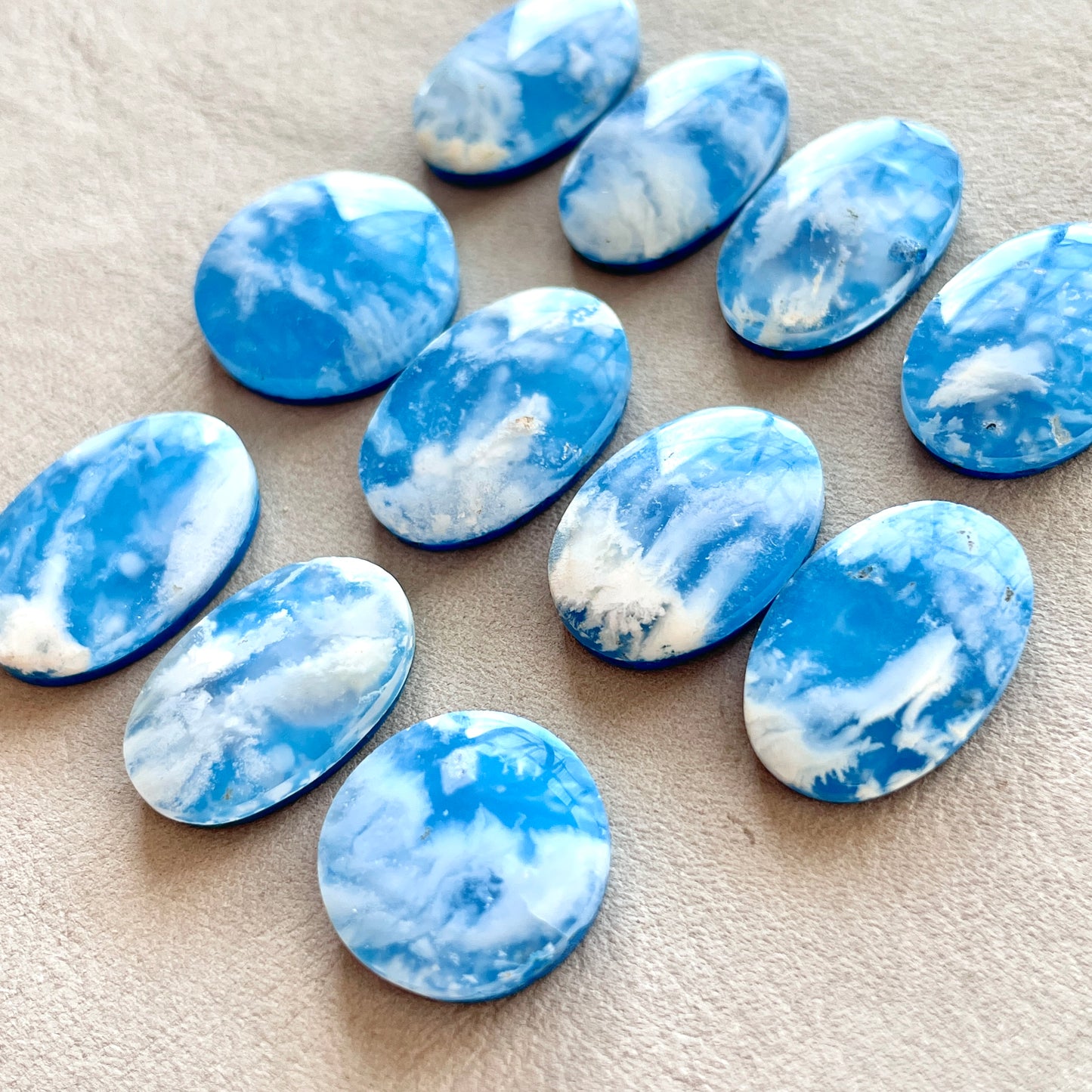 White/Blue Plume Agate Doublet Cabochon Smooth - Choose your Stone (W7)