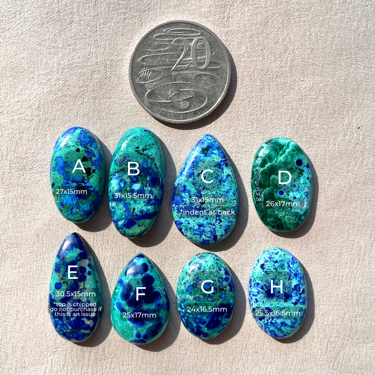 Bluebird Azurite Malachite Cabochon Smooth - Choose your Stone (W7)
