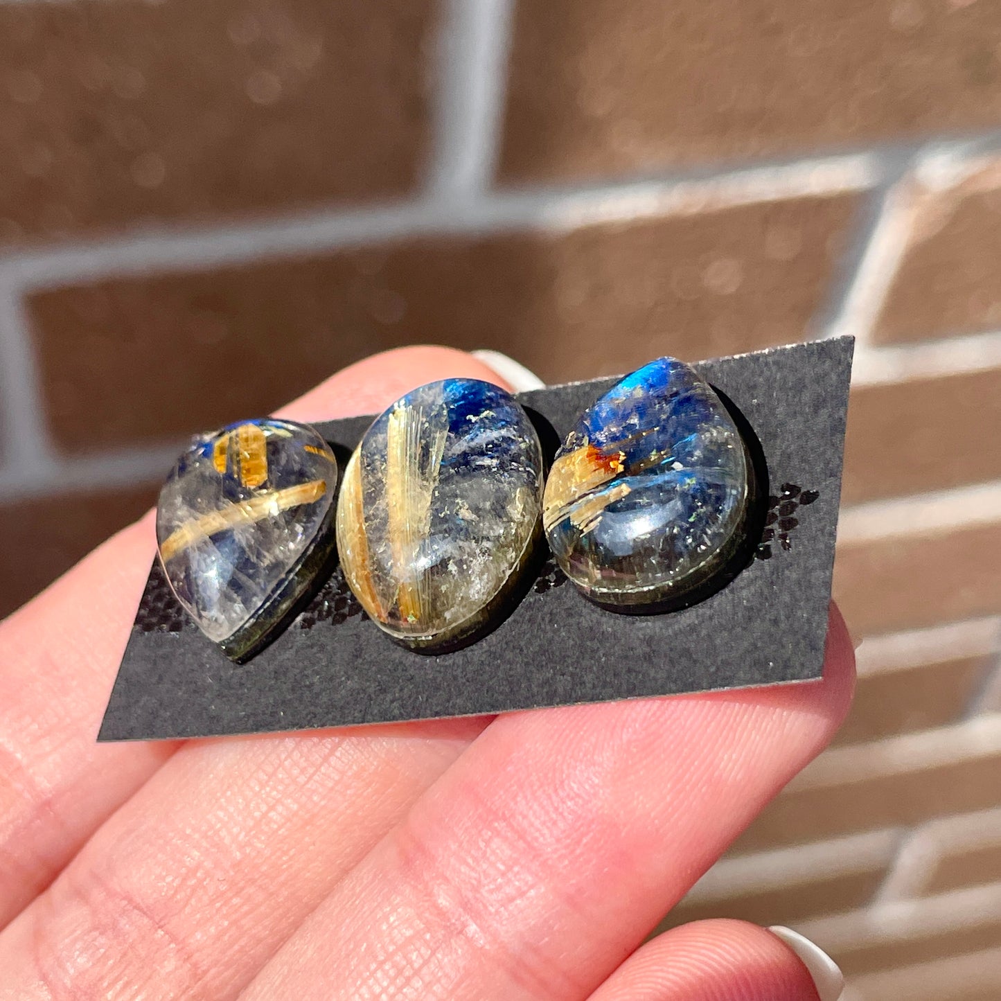 Blue Labradorite & Golden Rutilated Quartz Doublet Cabochon - Choose your Stone (W7)