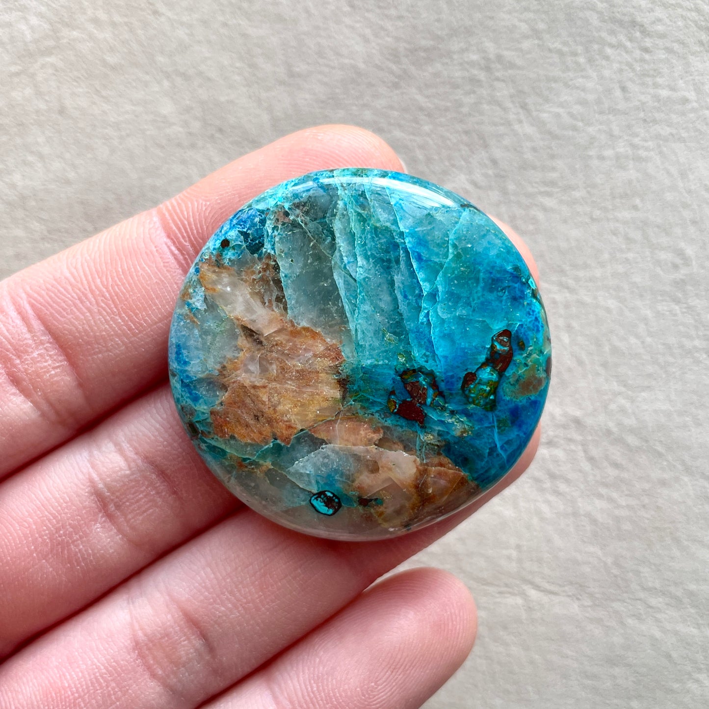 Shattuckite (with Azurite & Cuprite) Round Cabochon -