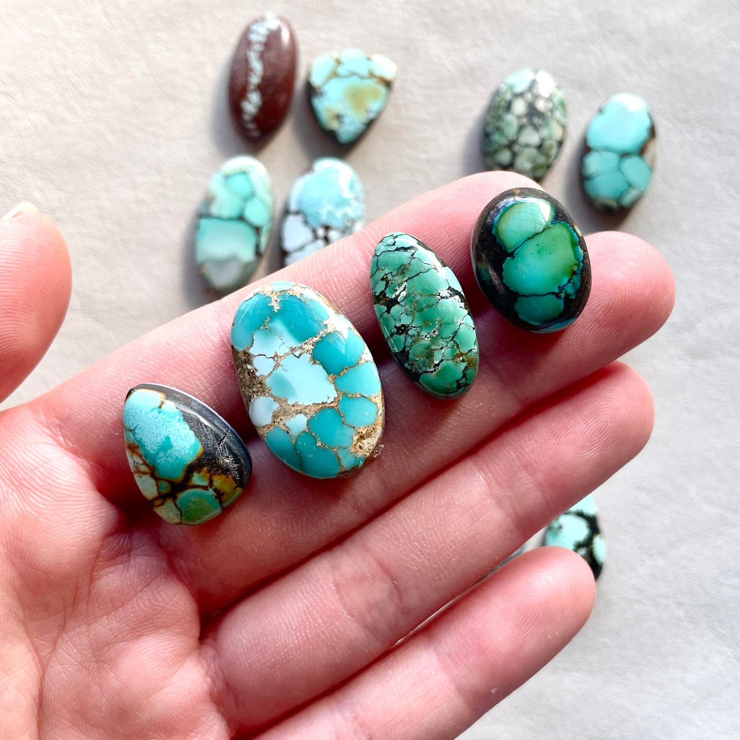 17-25mm Hubei Turquoise Cabochon Smooth (Backed) - Choose your Stone (B-W10)