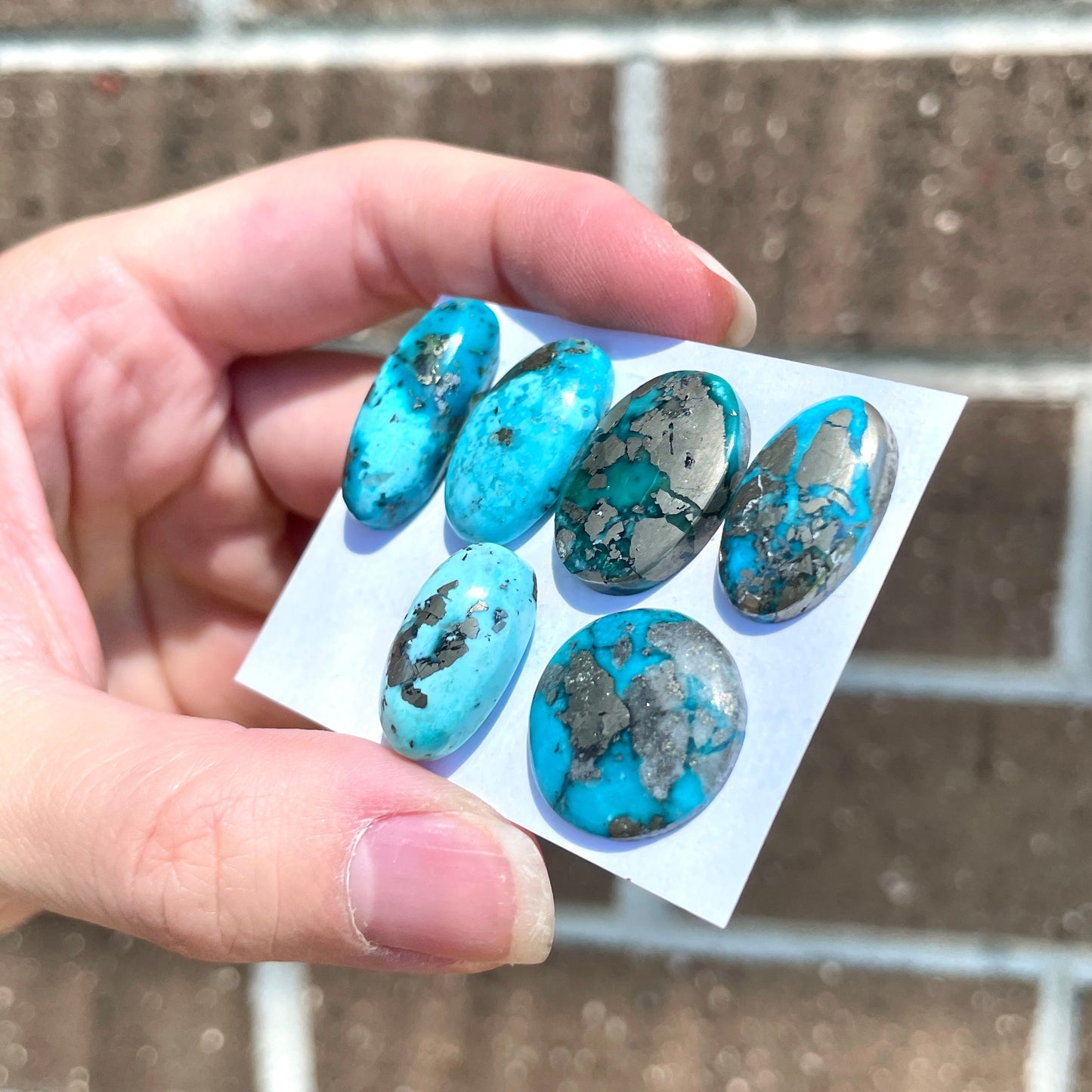 18-23mm Morenci Turquoise with Pyrite Cabochon Smooth - Choose your Stone (W5)