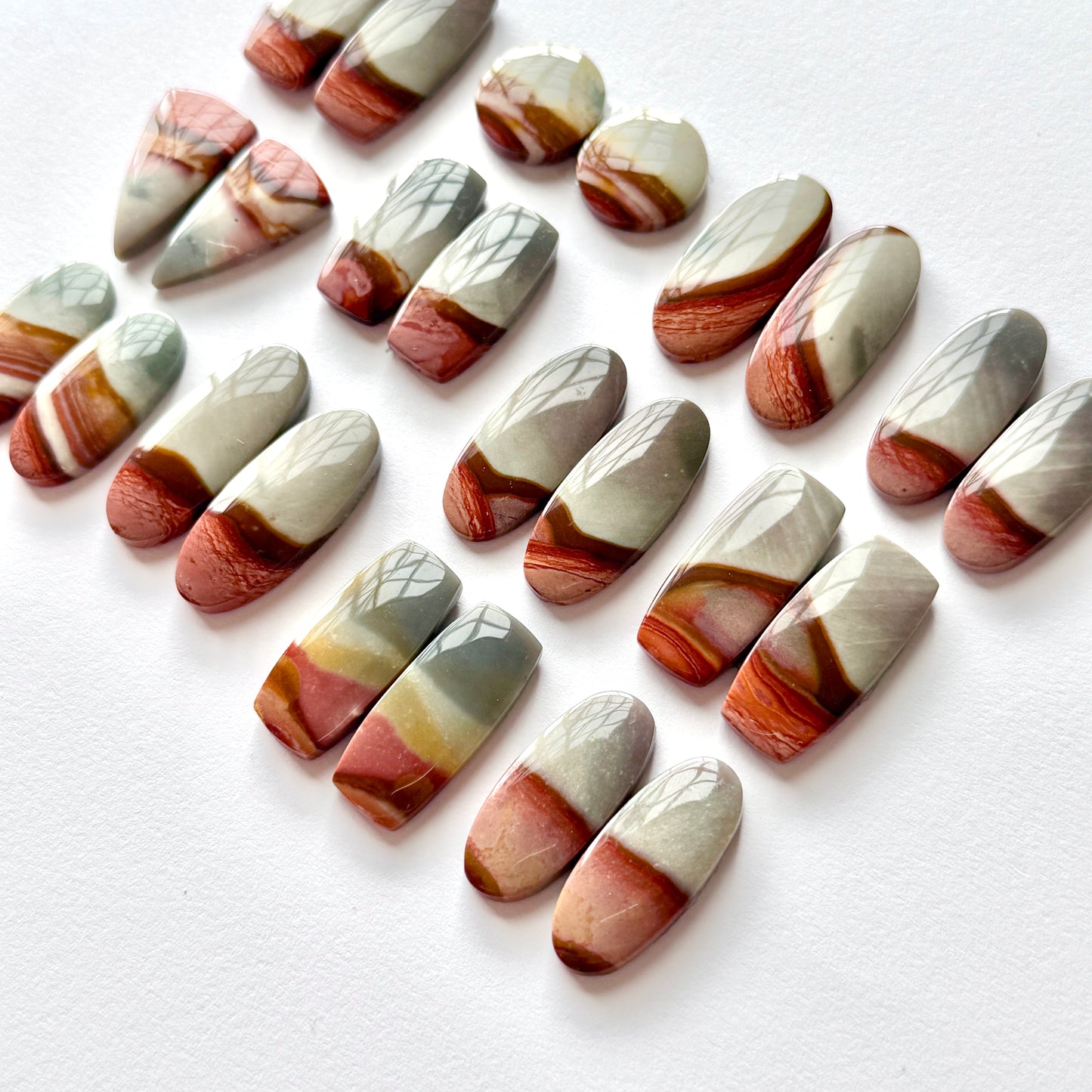 Scenic Polychrome Jasper Cabochon Pairs - Choose your Pair (W13)