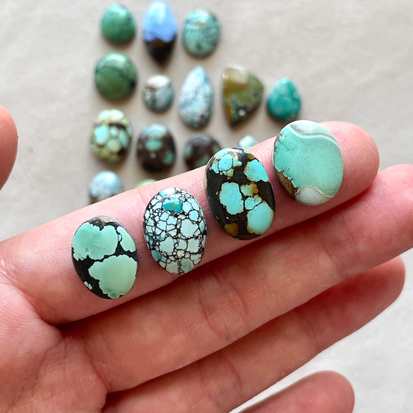10-20mm Hubei Turquoise Cabochon Smooth (Backed) - Choose your Stone (B-W8)