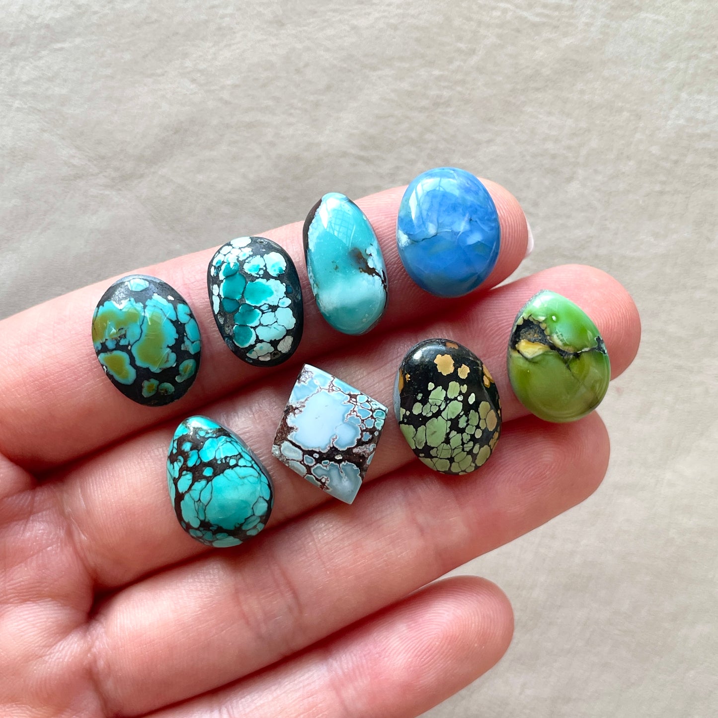 11-17mm Hubei Turquoise Cabochon Smooth (Backed) - Choose your Stone (C3-W4)